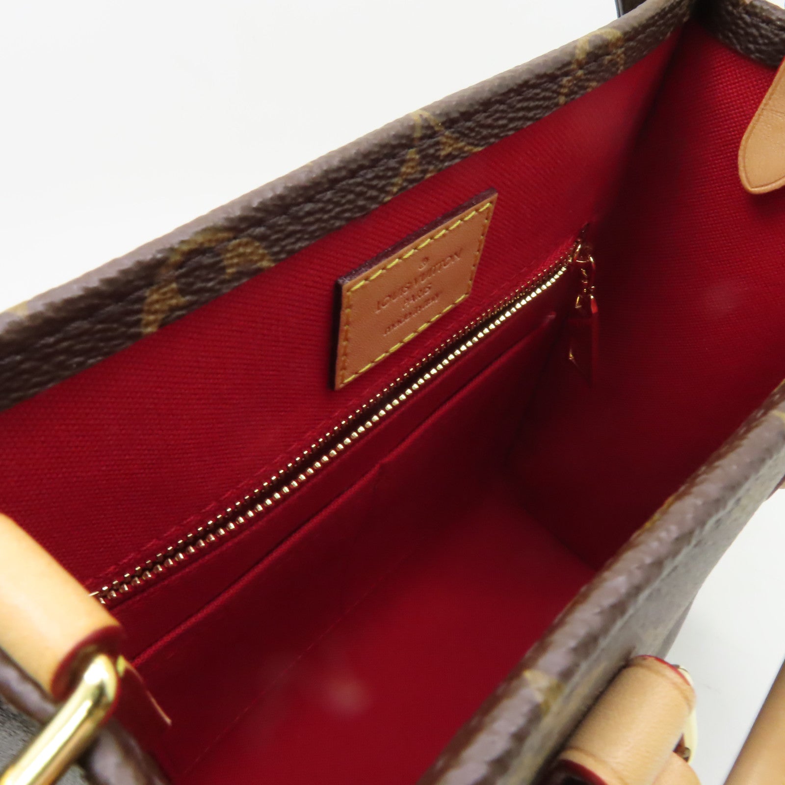 LOUIS VUITTON Monogram Sac Plat BB金扣手挽肩背兩用袋棕色