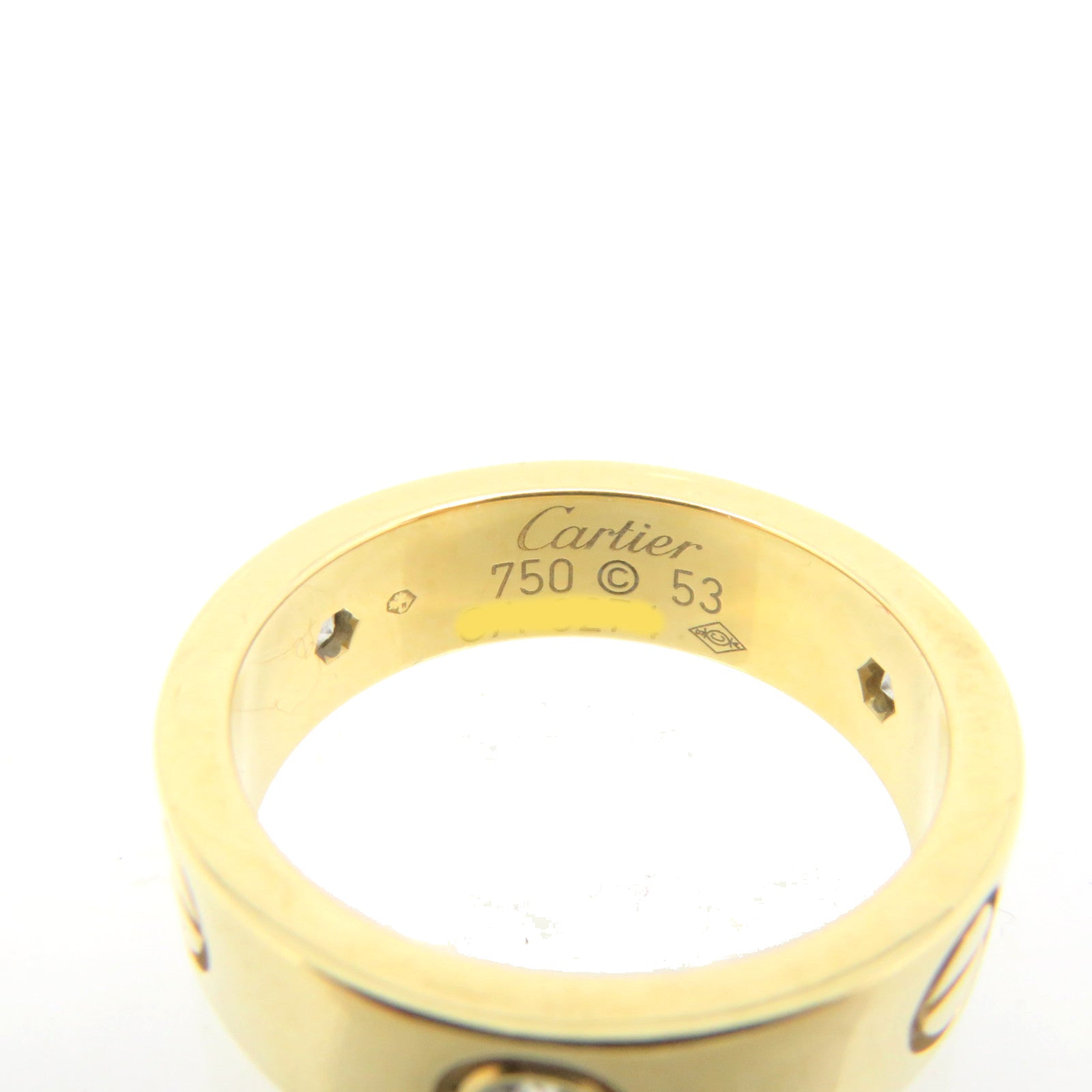 CARTIER 18K黃金Love Ring 3 Diamonds Ring鑽石戒指#53 US#6.75