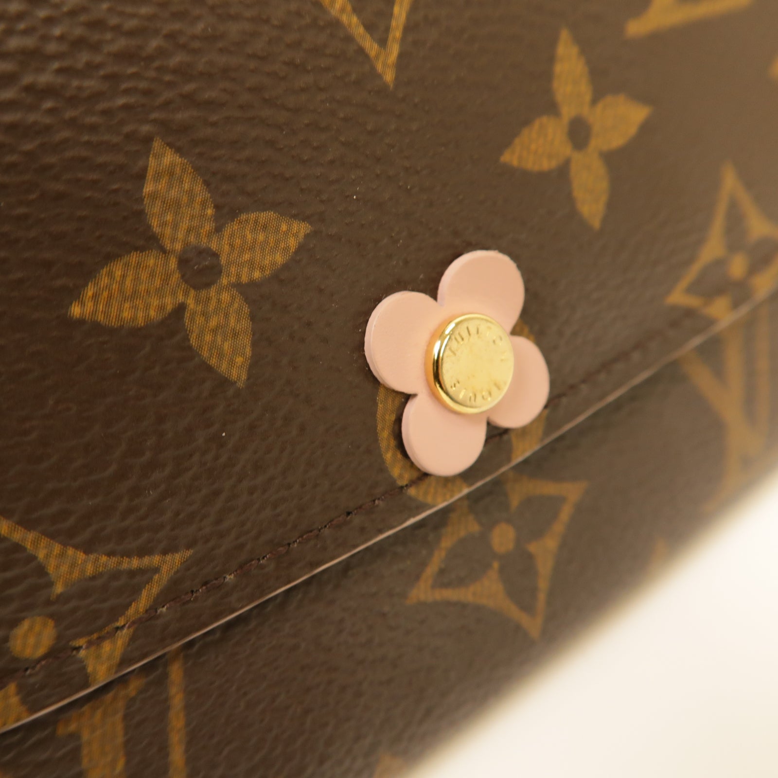 LOUIS VUITTON Monogram Long Wallet金扣長錢包棕色/粉紅色