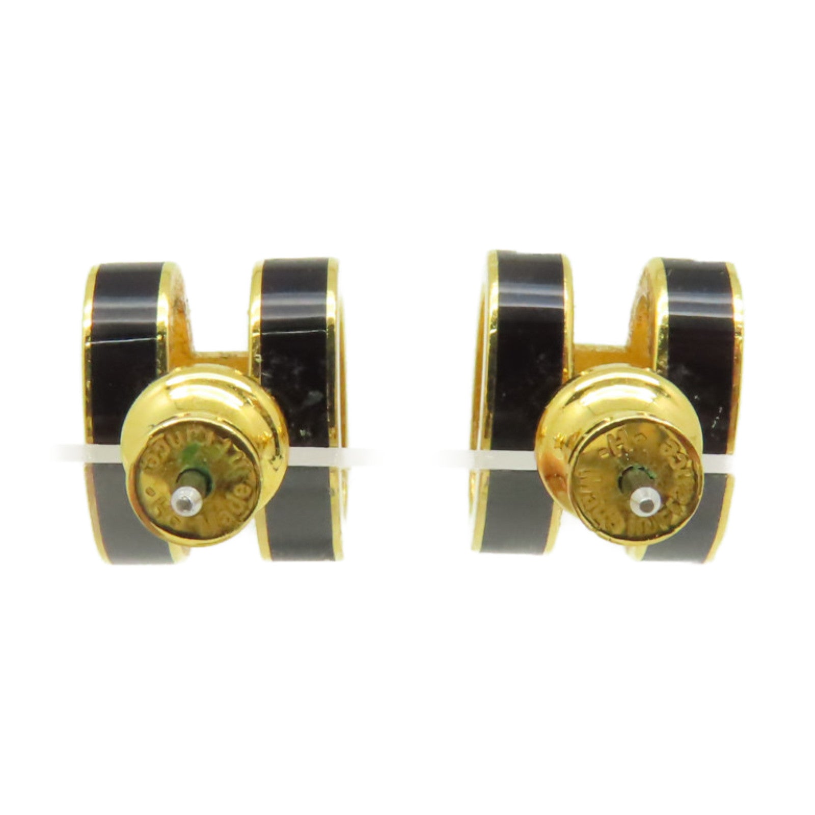 HERMES 金屬/瓷漆Pop H Earrings耳環金色/黑色