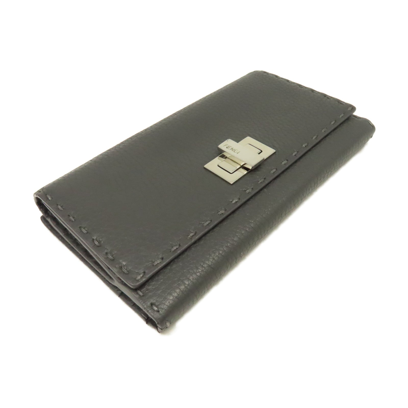 FENDI 牛皮皮革Long Wallet長錢包碳灰色