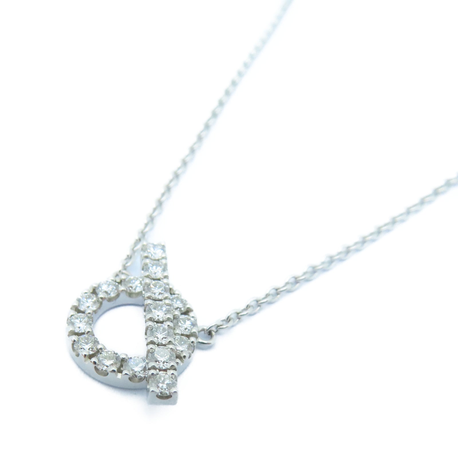 HERMES 18K白金Finesse Pendant 0.46ct鑽石項鍊