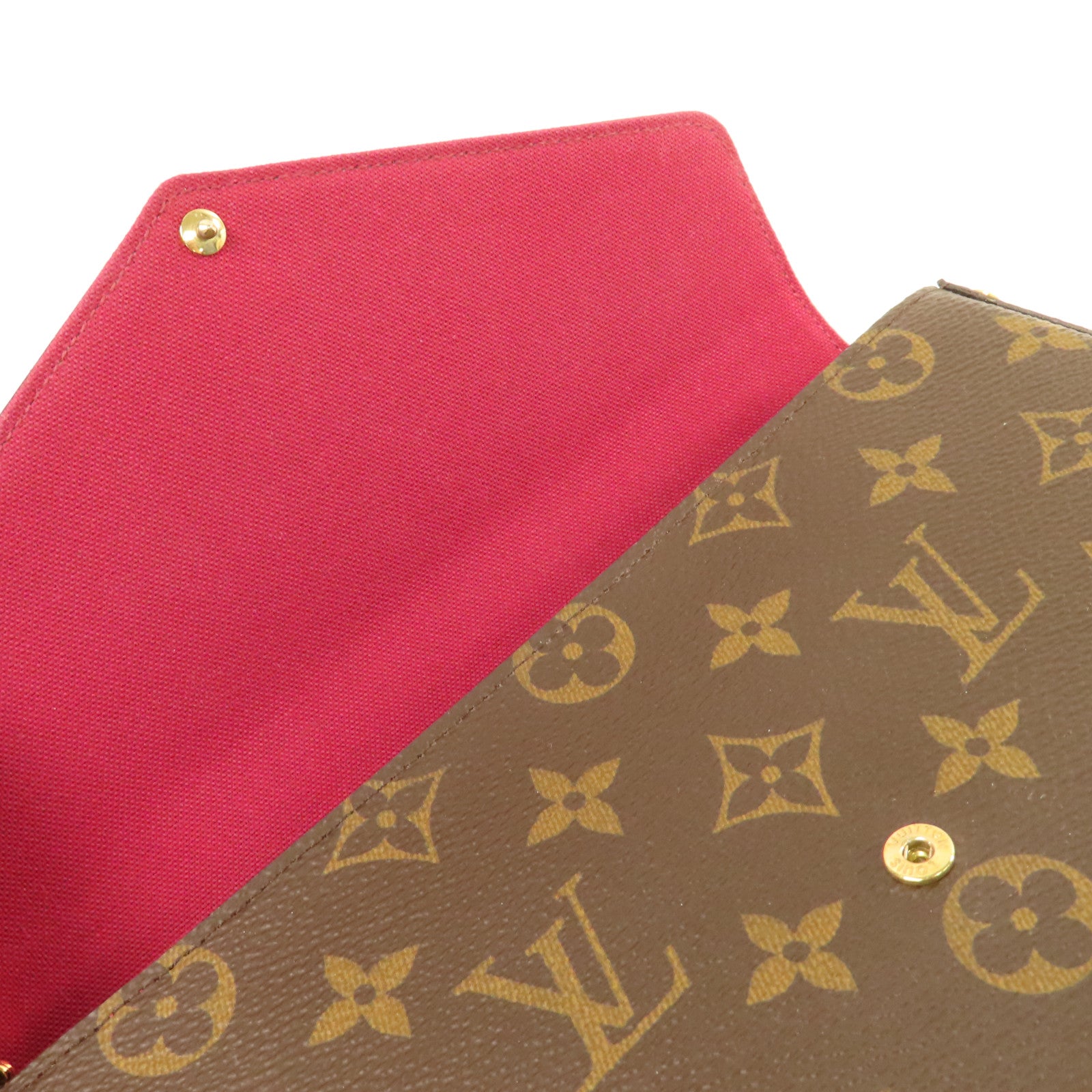 LOUIS VUITTON Monogram Felicie Pochette Chain Shoulder Bag金扣鏈帶肩背袋啡色