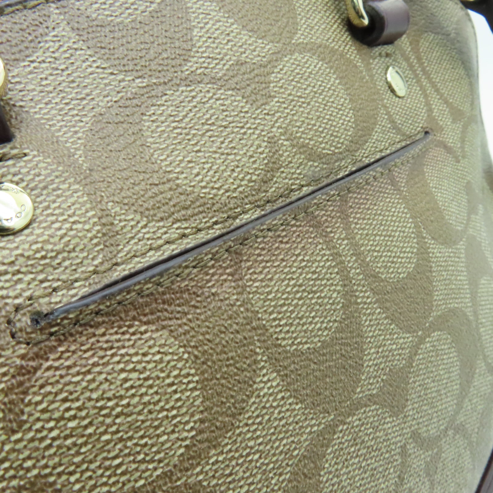 COACH 塗層帆布2 Way Shoulder金扣手挽肩背兩用袋啡色/粉紅色