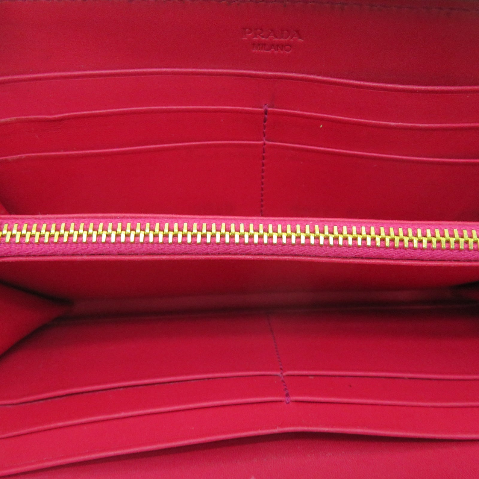 PRADA 【激減優惠】漆皮皮革Long Wallet金扣長錢包紅色