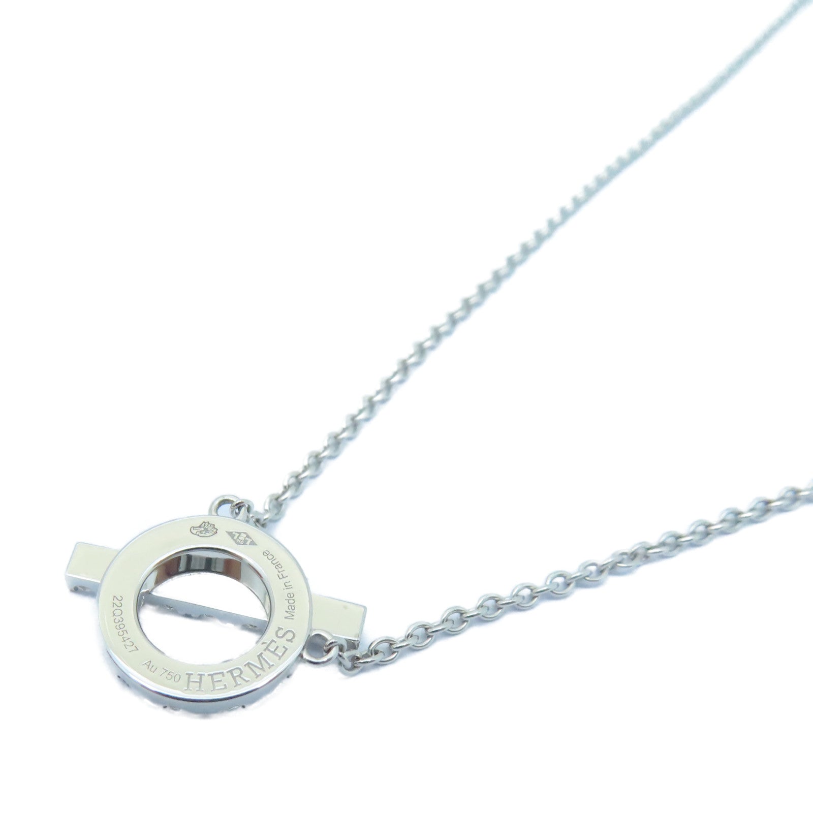 HERMES 18K白金Finesse Pendant 0.46ct鑽石項鍊