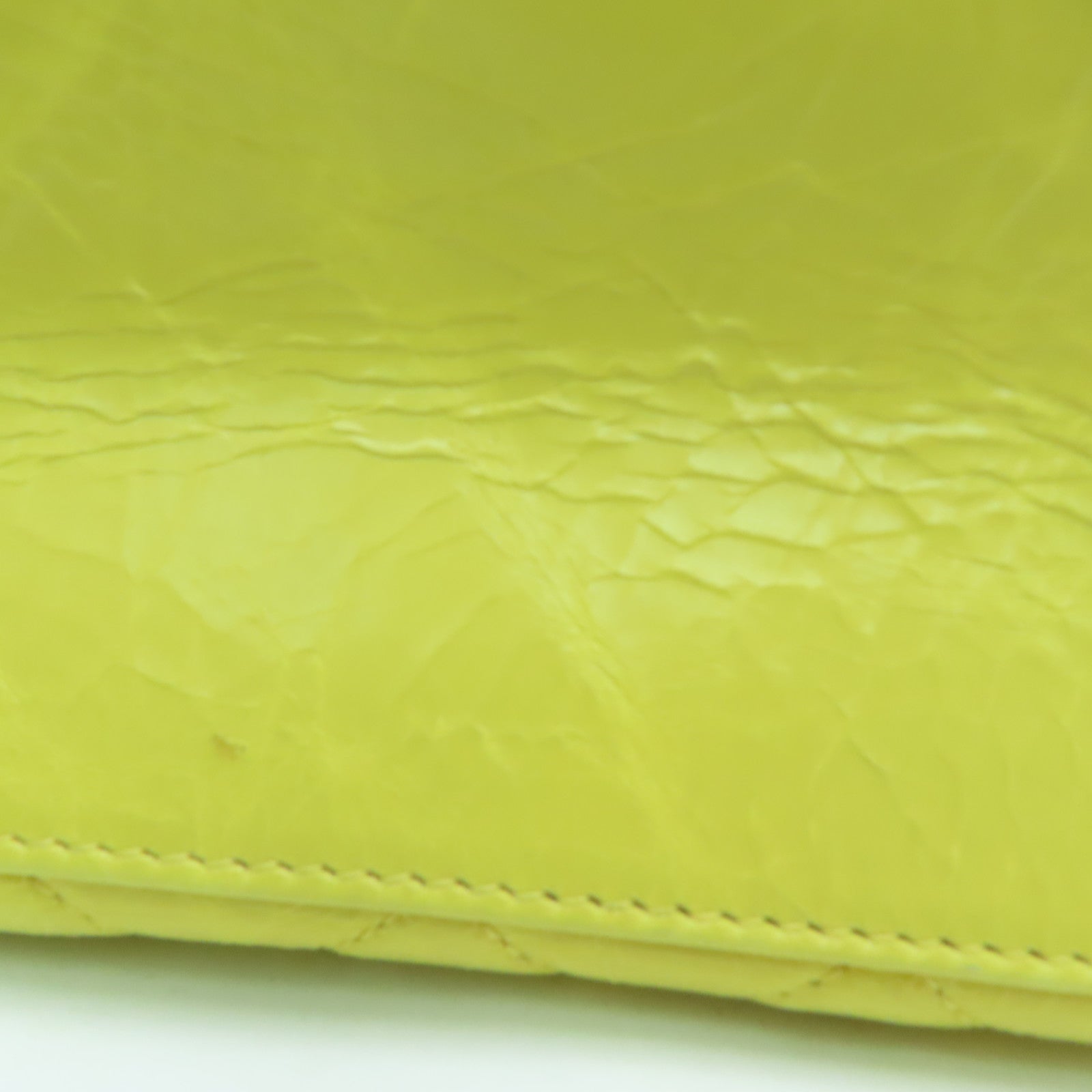 CHANEL 菱格牛皮皮革Chain Shoulder銀扣肩背袋黃色