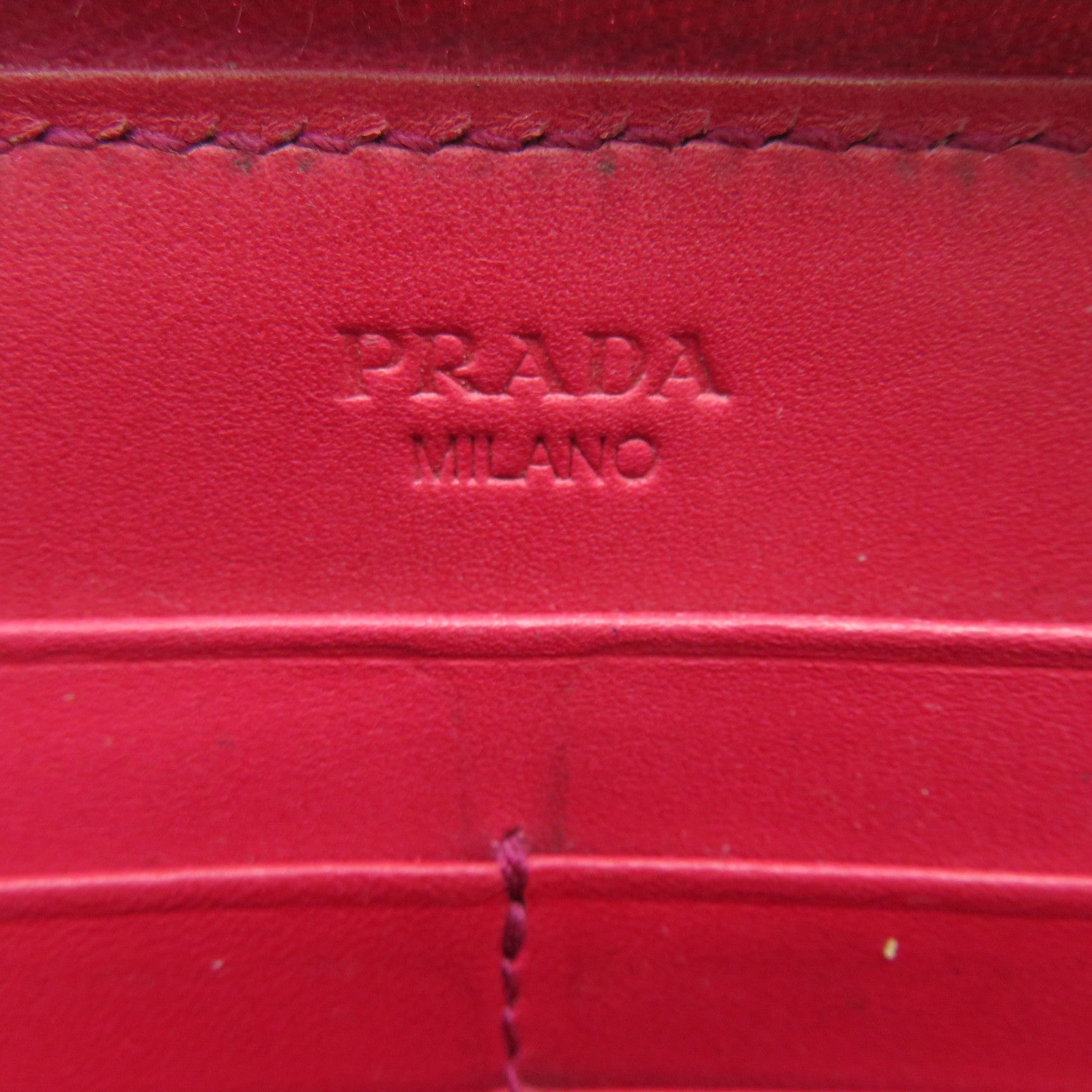 PRADA 【激減優惠】漆皮皮革Long Wallet金扣長錢包紅色