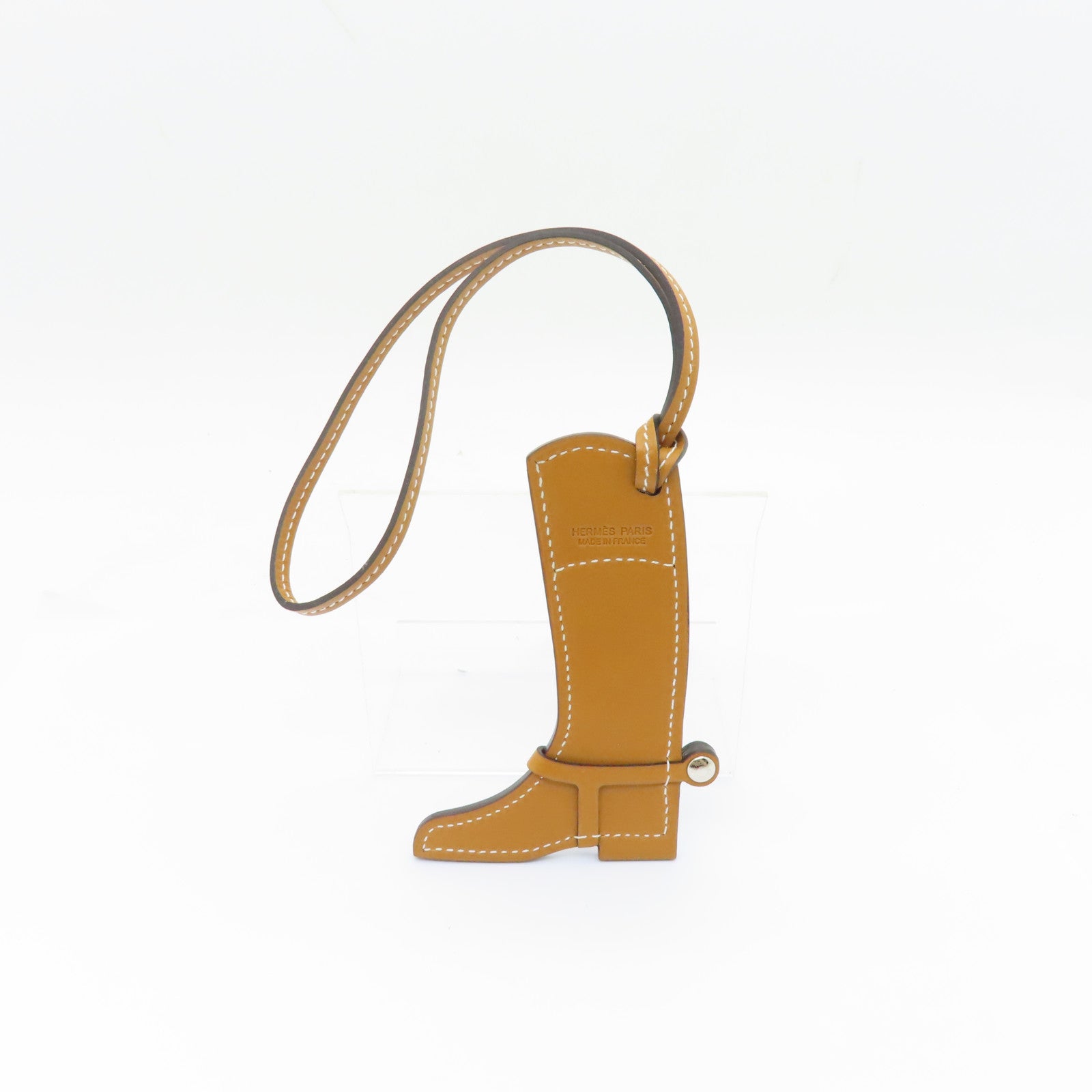 HERMES Paddock Boot Charm Naturel/Rouge Brown/Wine Red