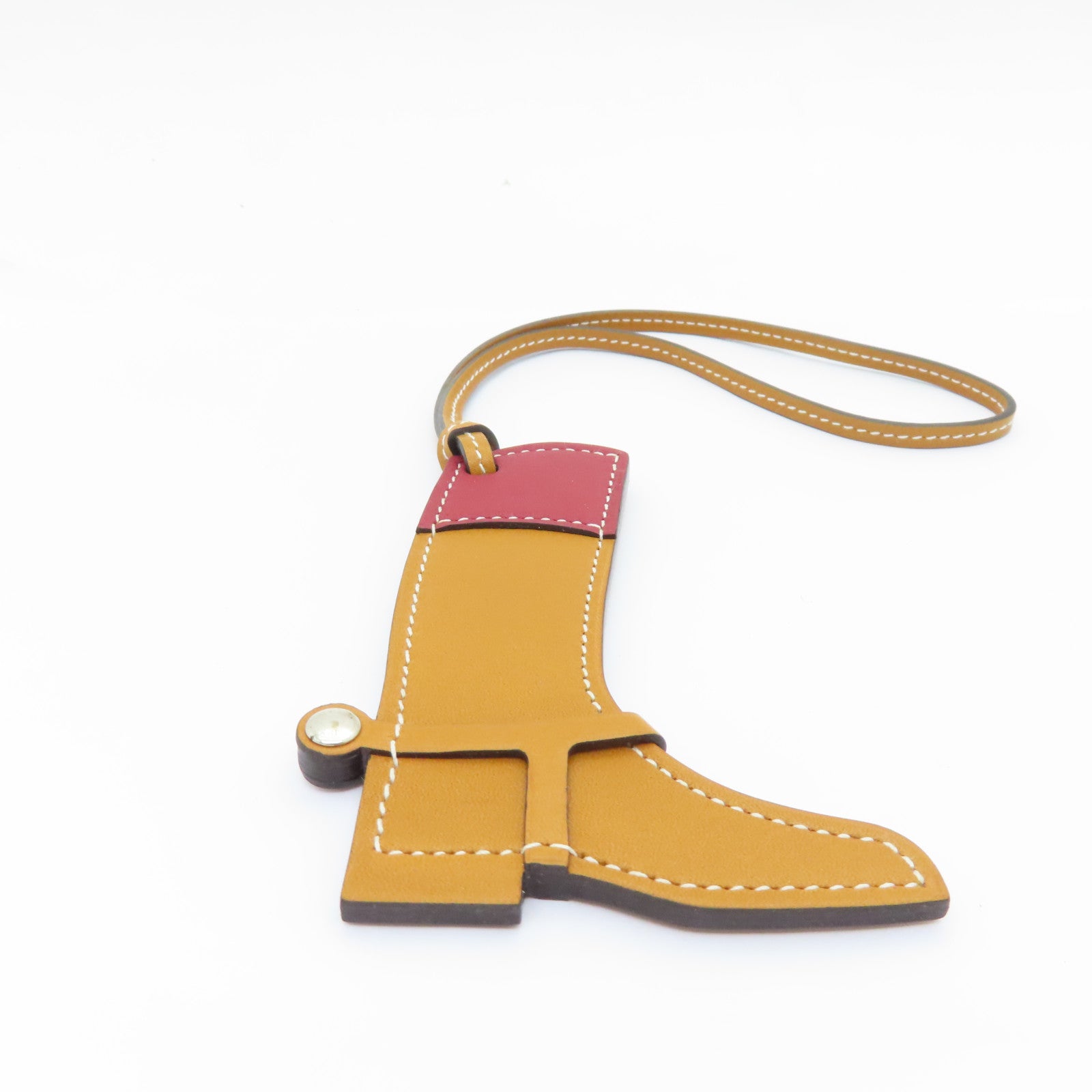 HERMES Paddock Boot Charm Naturel/Rouge Brown/Wine Red