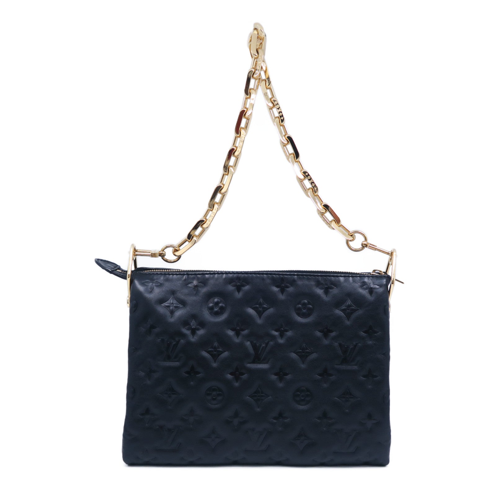 LOUIS VUITTON Monogram Embossed Coussin PM金扣手挽肩背兩用袋黑色