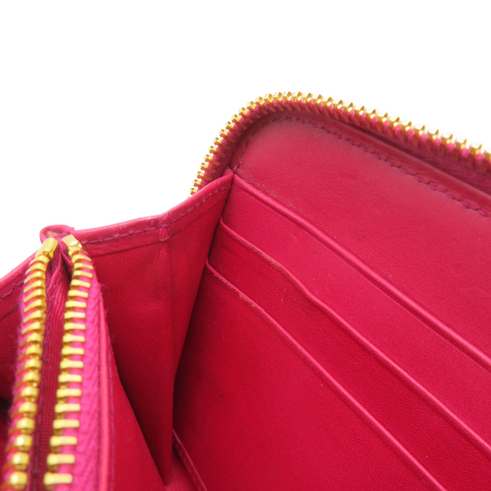 PRADA 【激減優惠】漆皮皮革Long Wallet金扣長錢包紅色