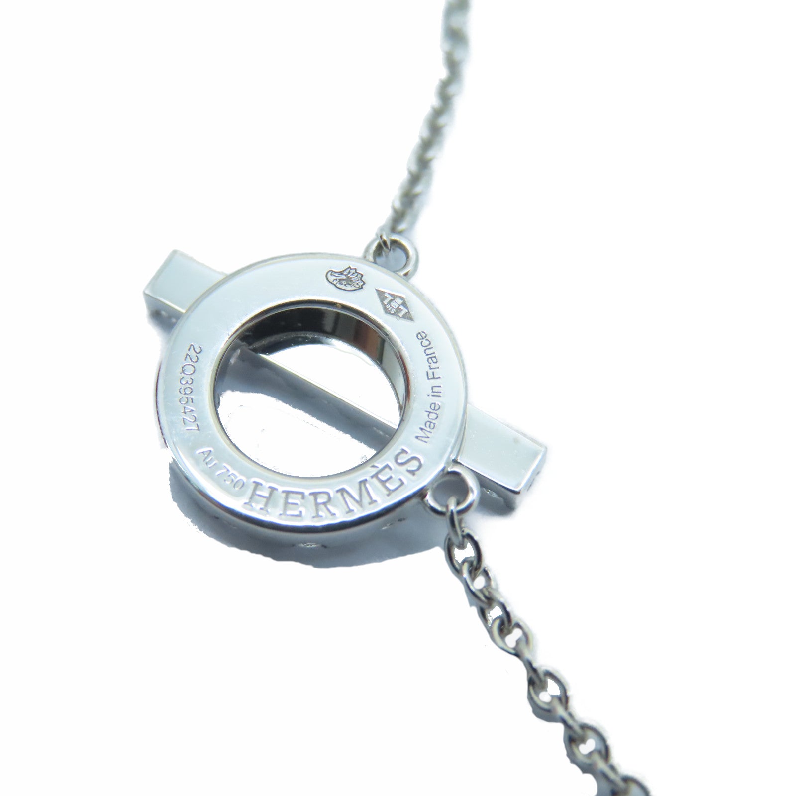HERMES 18K白金Finesse Pendant 0.46ct鑽石項鍊