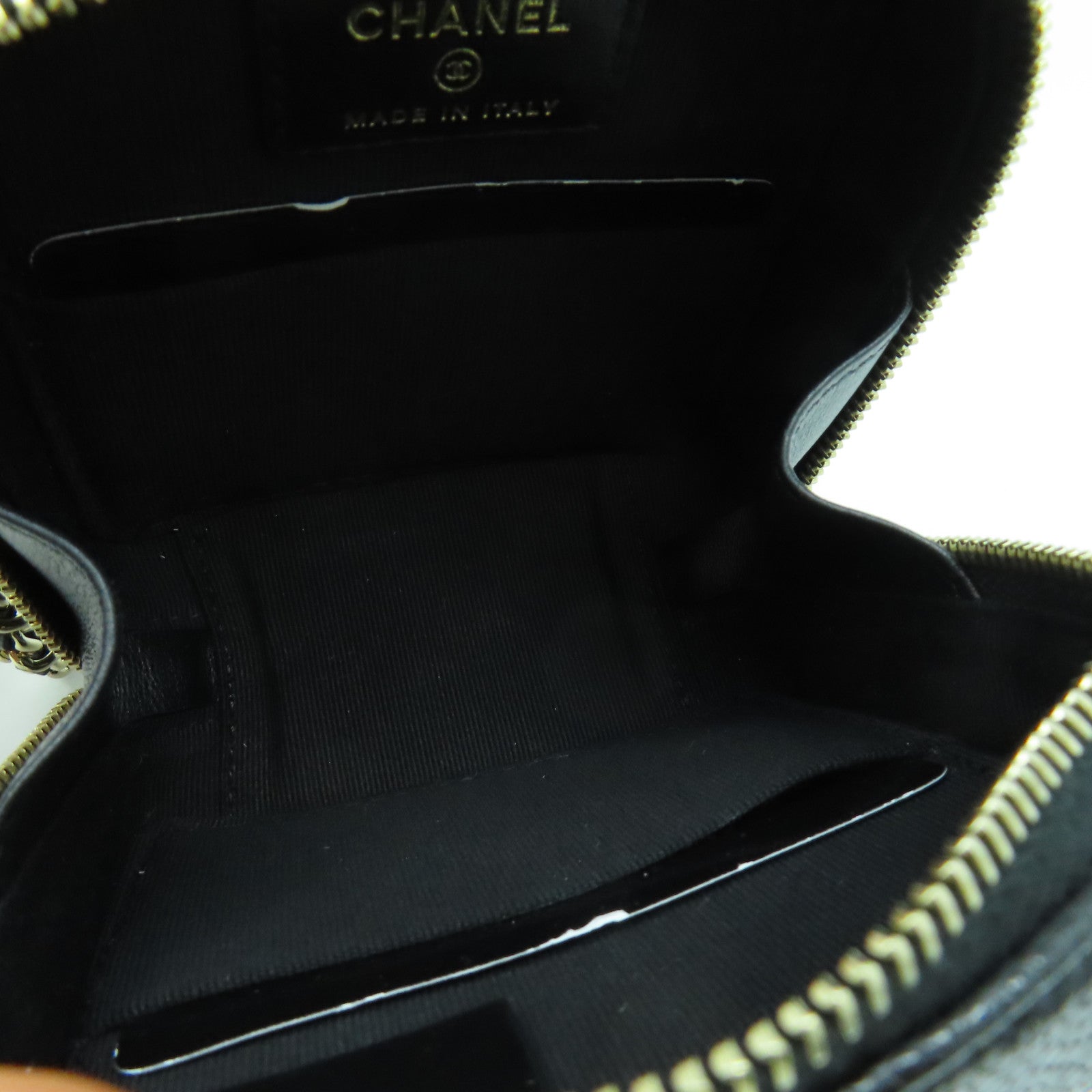 CHANEL 菱格Caviar皮革Mini Chain Shoulder金扣鏈帶肩背袋黑色