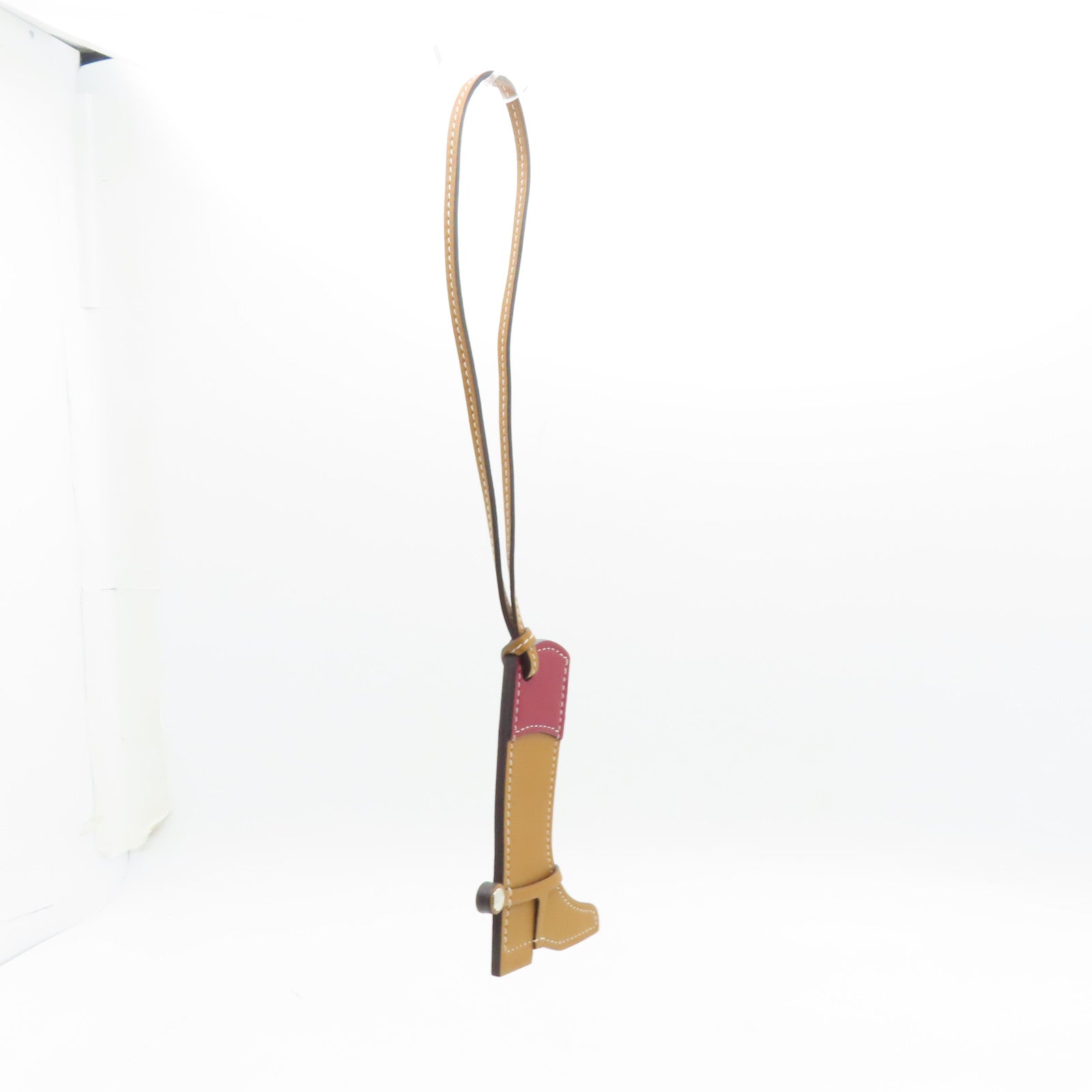 HERMES Paddock Boot Charm Naturel/Rouge Brown/Wine Red
