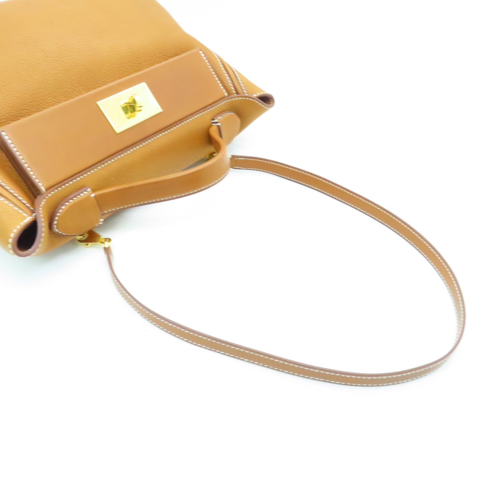HERMES Barenia leather 24/24 29cm gold buckle handle shoulder bag brown