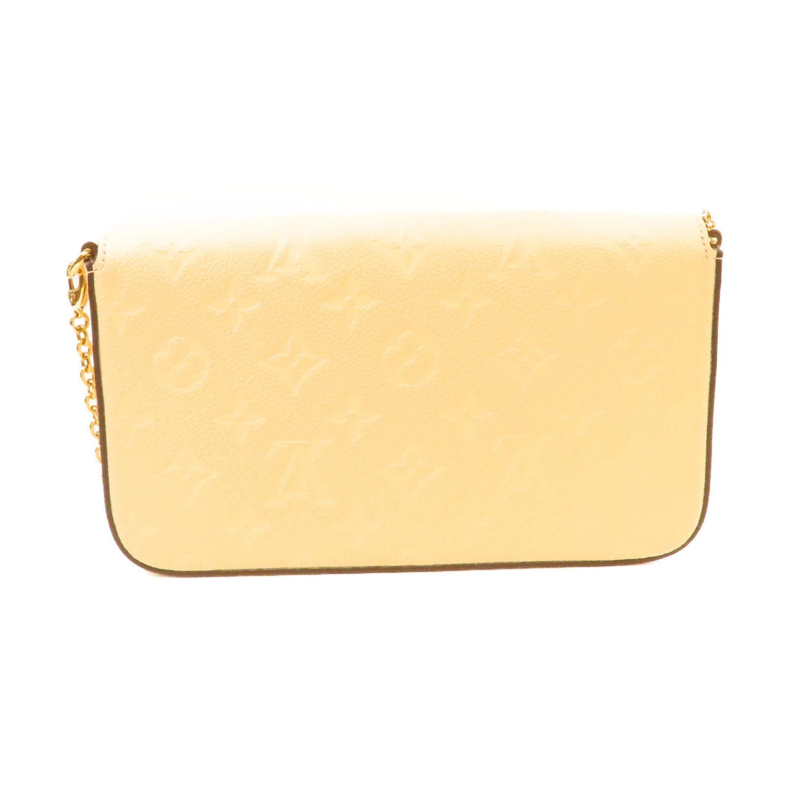 LOUIS VUITTON Monogram Empreinte Felicie Pochette Chain Shoulder Bag金扣鏈帶肩背袋米白色