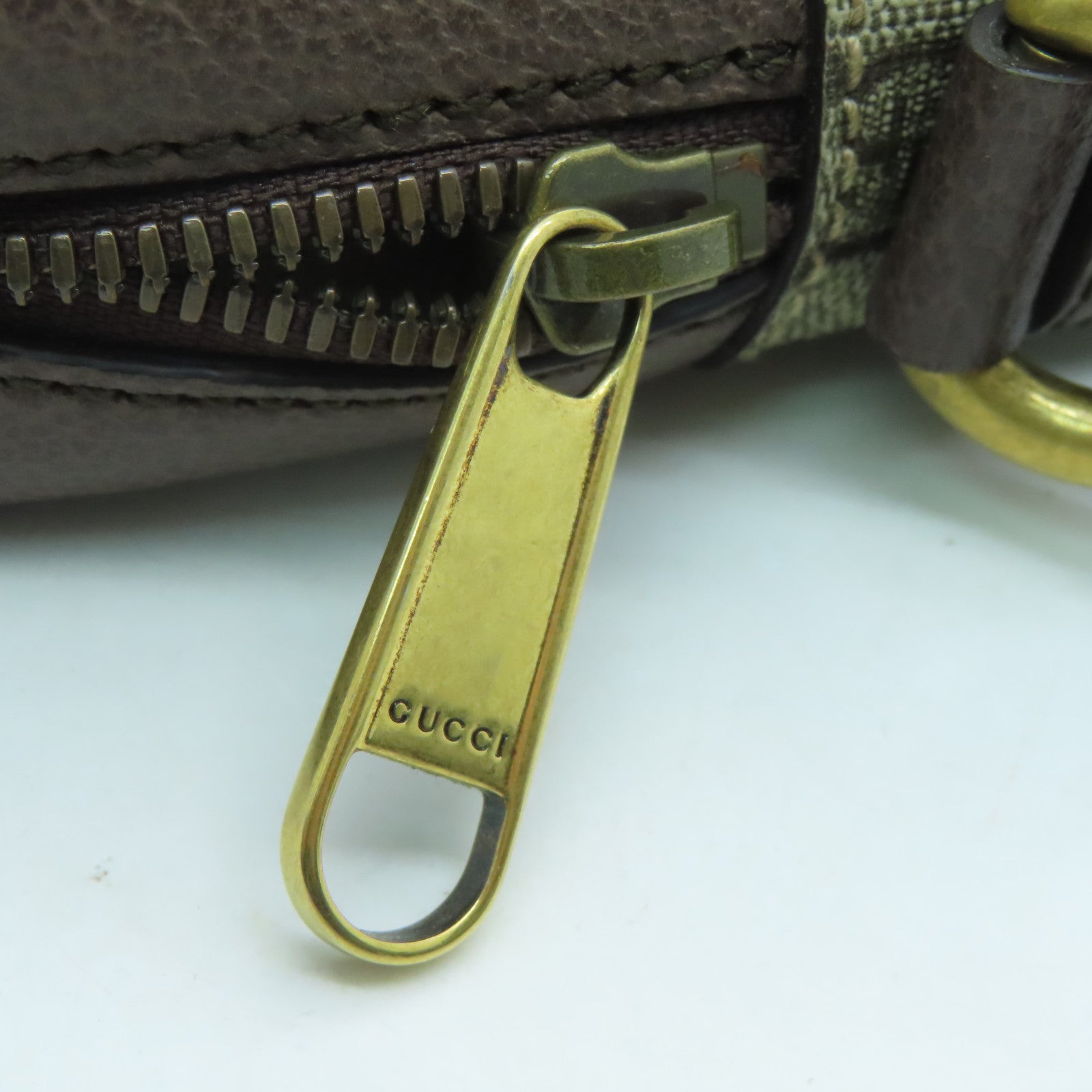 GUCCI Coated Canvas Ophidia GG Small Messenger Gold Buckle Shoulder Bag Brown