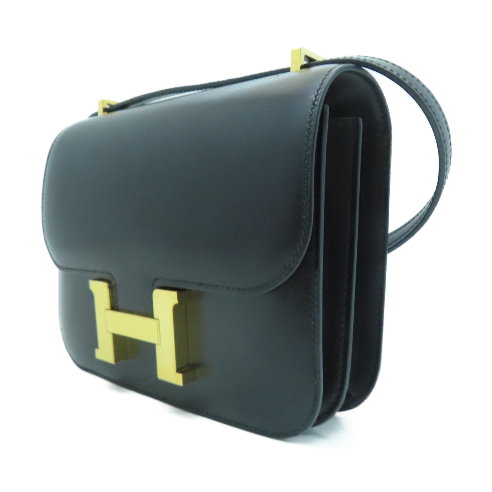 HERMES Box Calf皮革Constance Mini金扣肩背袋黑色