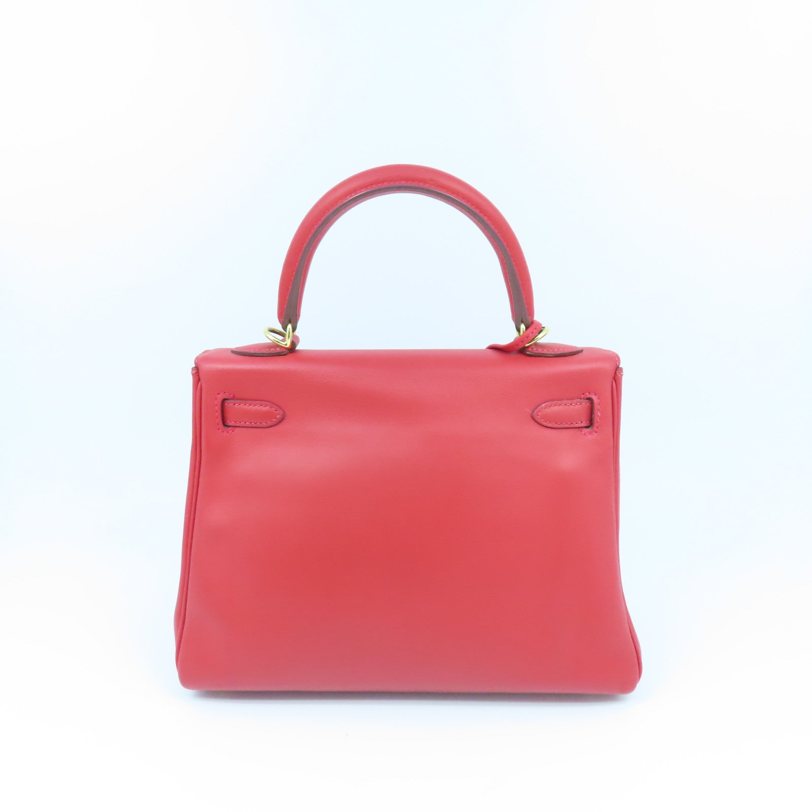 HERMES Swift皮革Kelly 25金扣手挽袋Rouge Vermillon红色