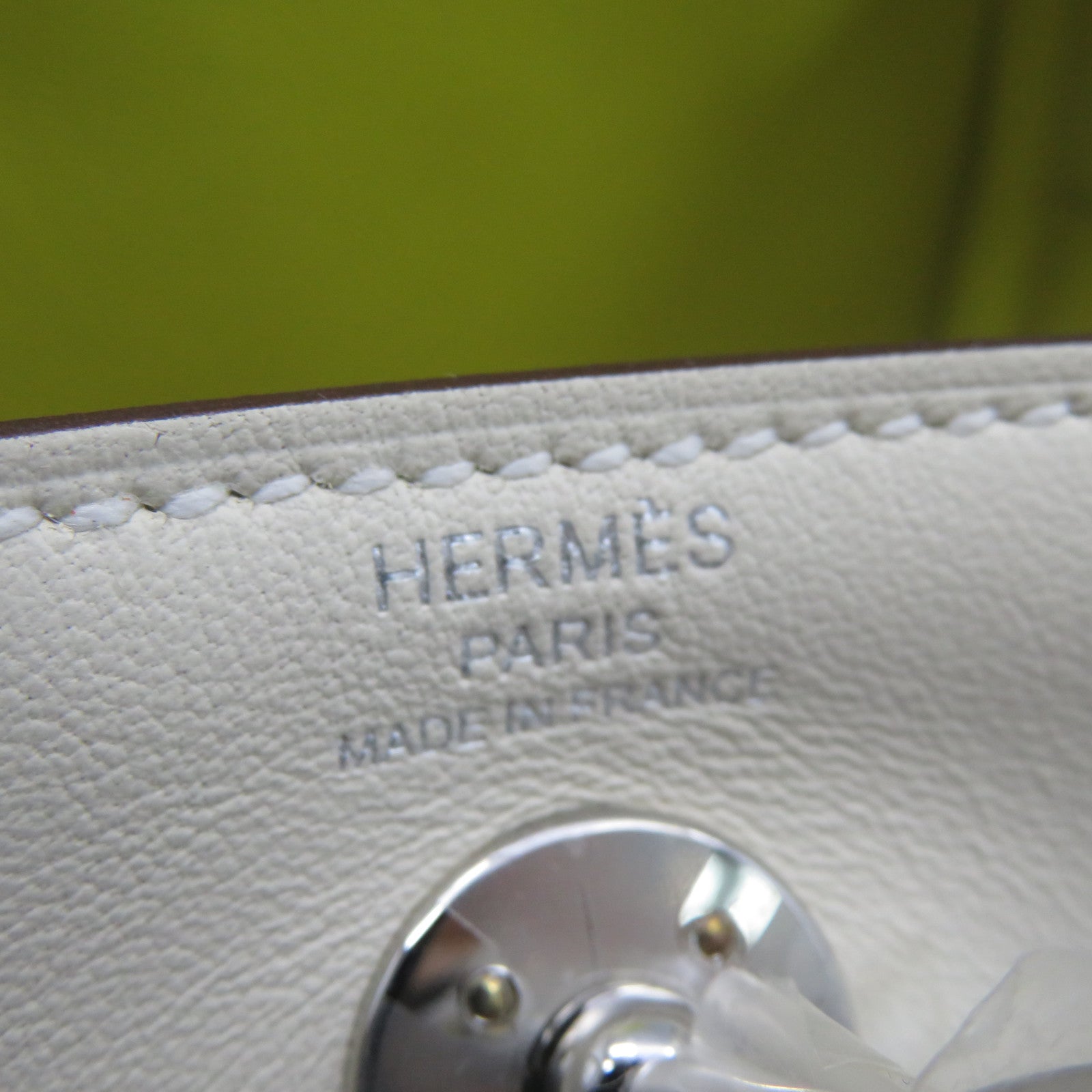 HERMES 【激減優惠】Swift皮革Mini Lindy銀扣肩背袋白色Nata/Lime