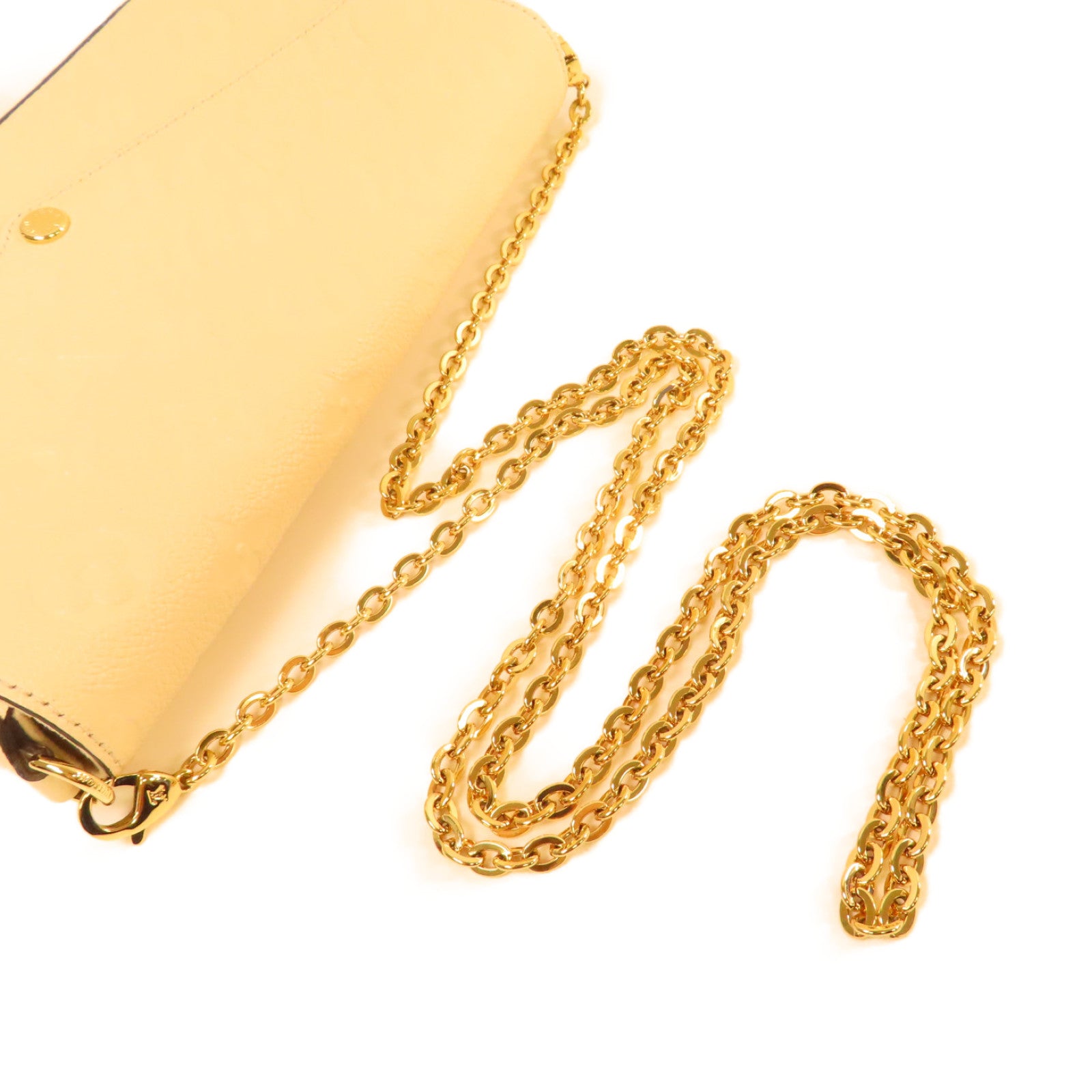 LOUIS VUITTON Monogram Empreinte Felicie Pochette Chain Shoulder Bag金扣鏈帶肩背袋米白色