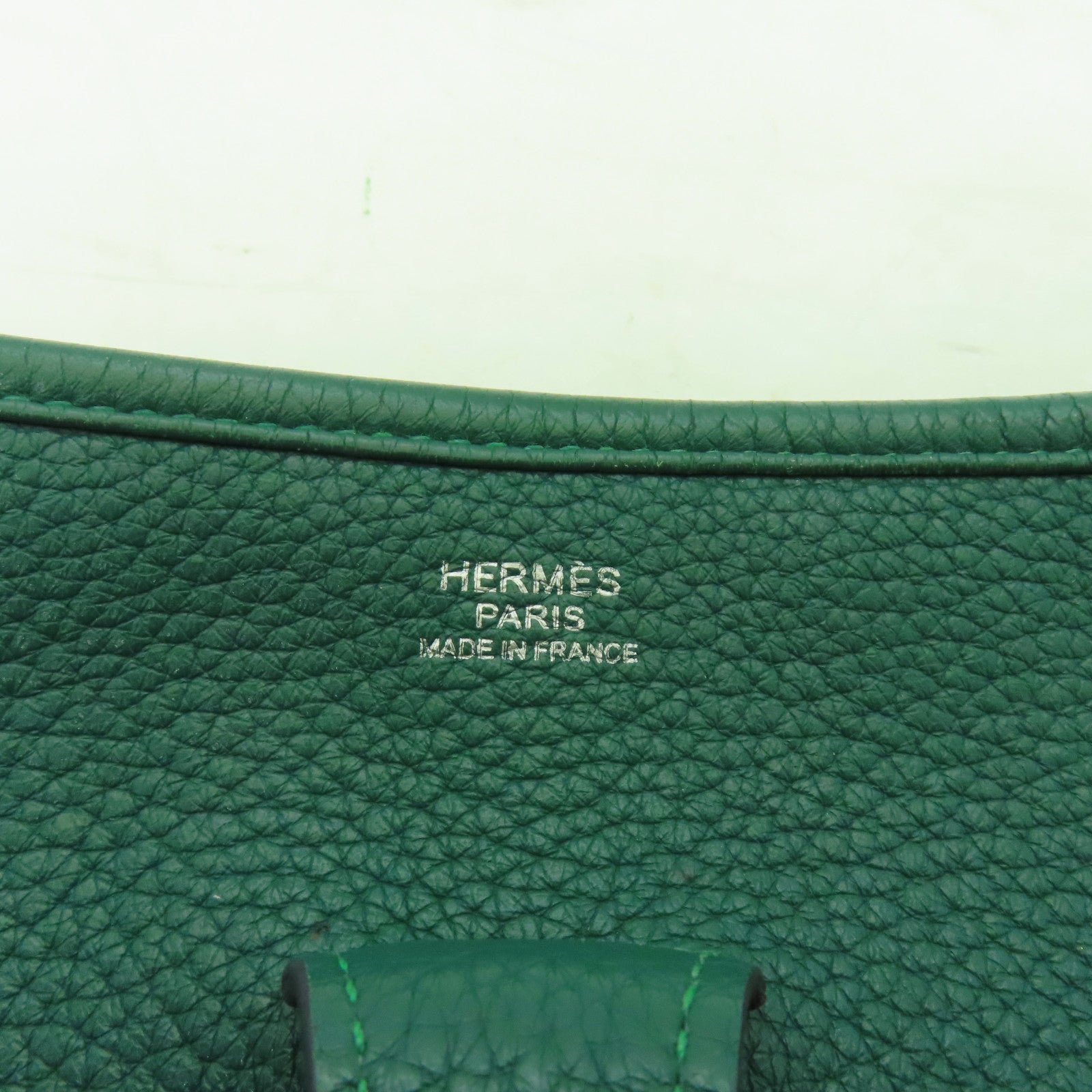 HERMES Clemence皮革Evelyne PM銀扣肩背袋Malachite綠色