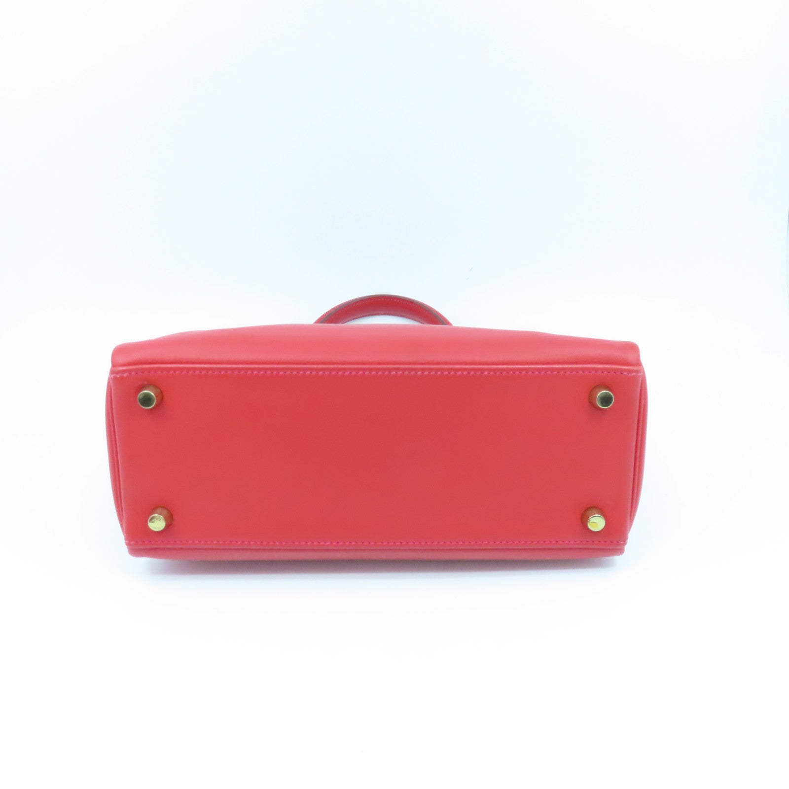 HERMES Swift皮革Kelly 25金扣手挽袋Rouge Vermillon红色