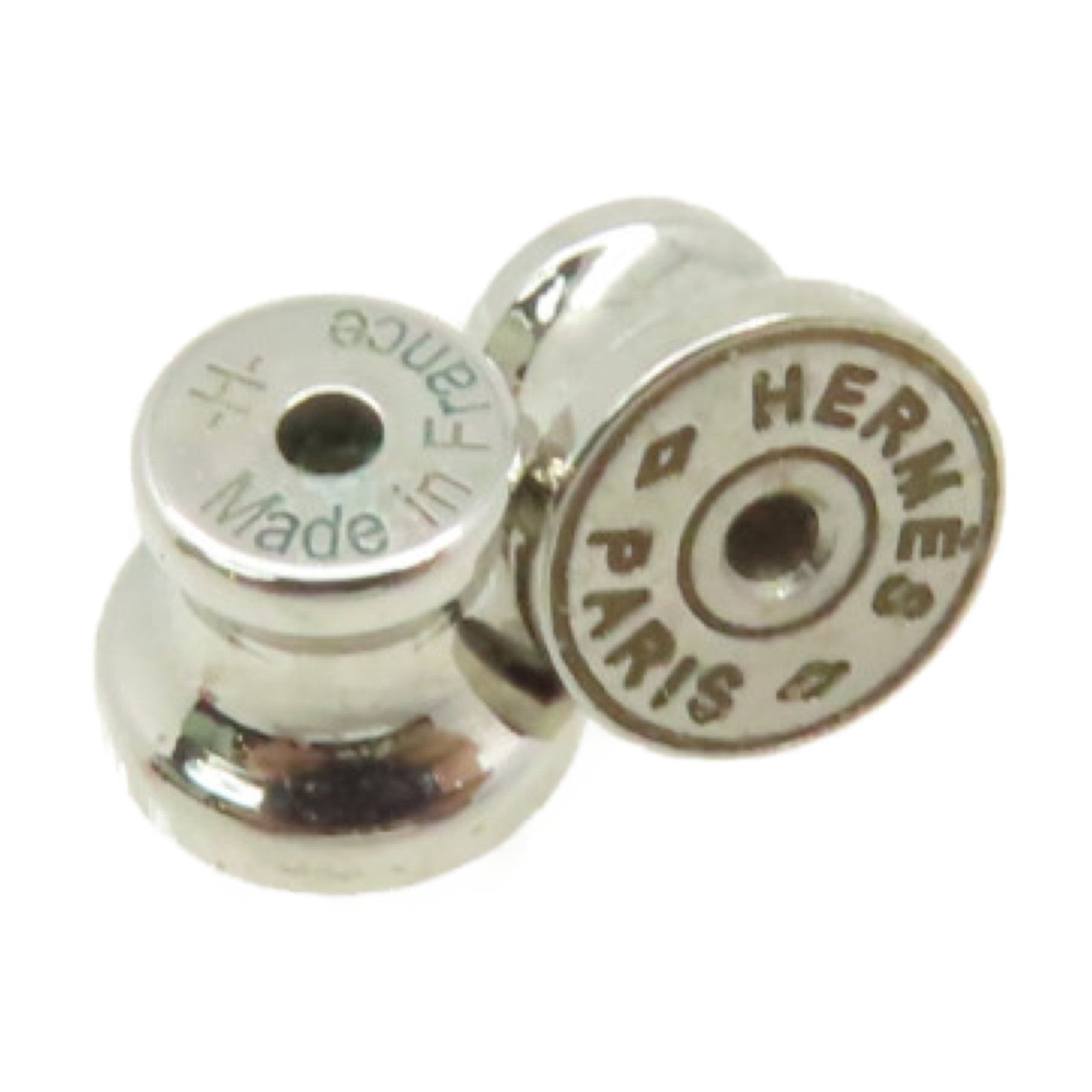HERMES 金屬/瓷漆Pop H Earrings耳環銀色/橙色