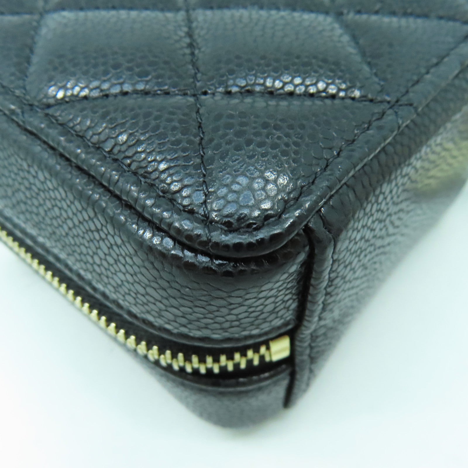 CHANEL 菱格Caviar皮革Mini Chain Shoulder金扣鏈帶肩背袋黑色