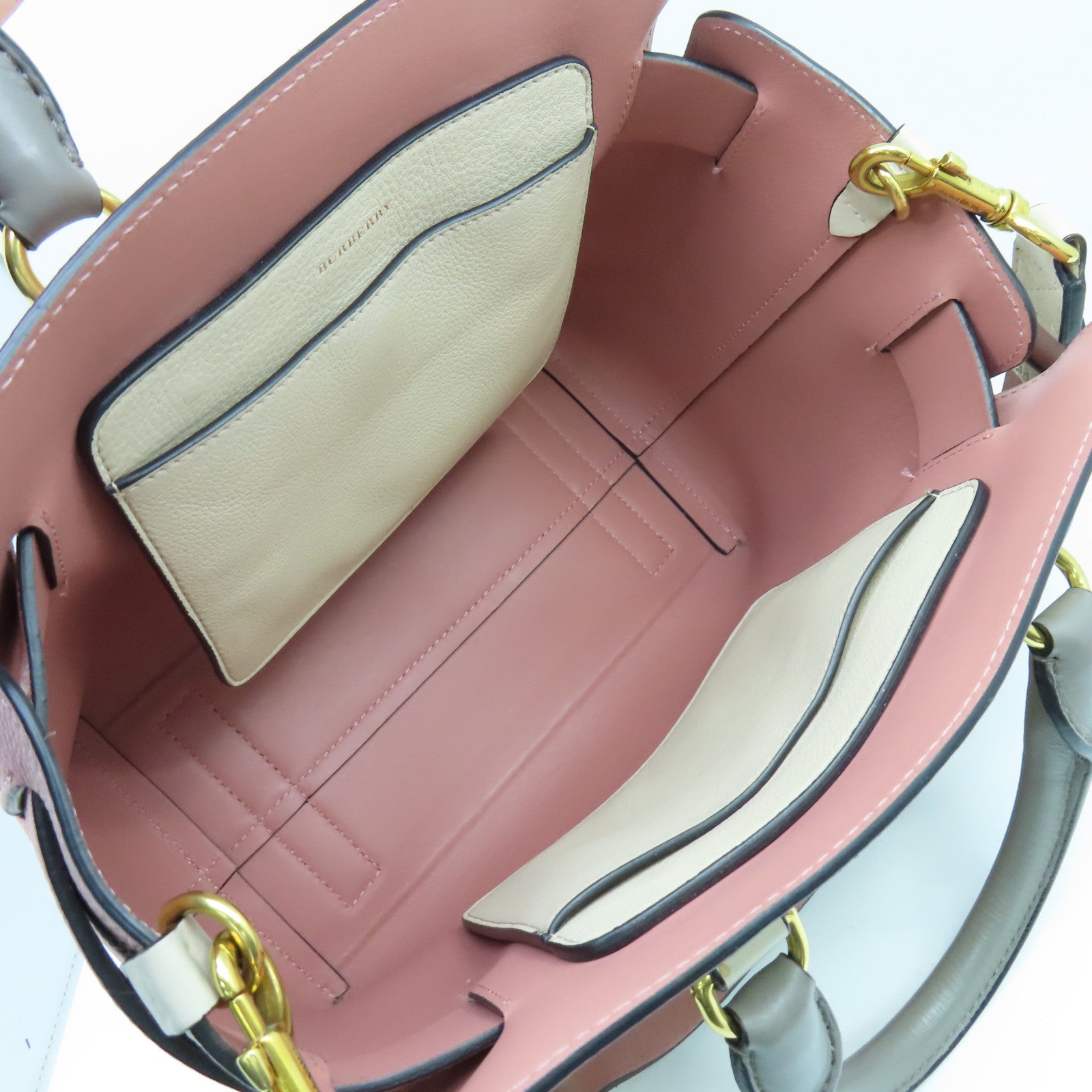 BURBERRY 牛皮皮革Small Belt Bag金扣手挽肩背兩用袋白色粉紅色
