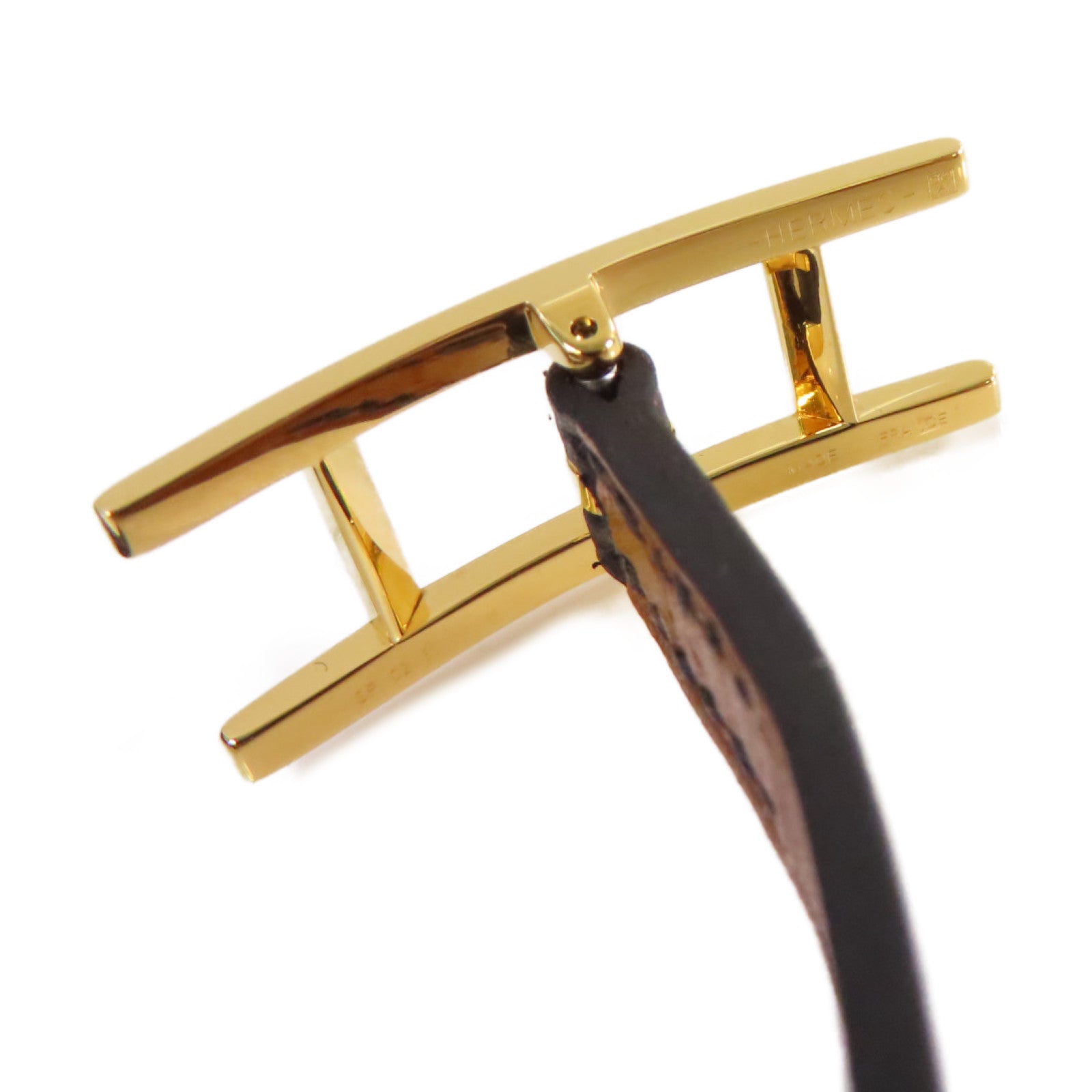 HERMES Swift皮革Behapi Double Tour Bracelet金扣手鏈黑色