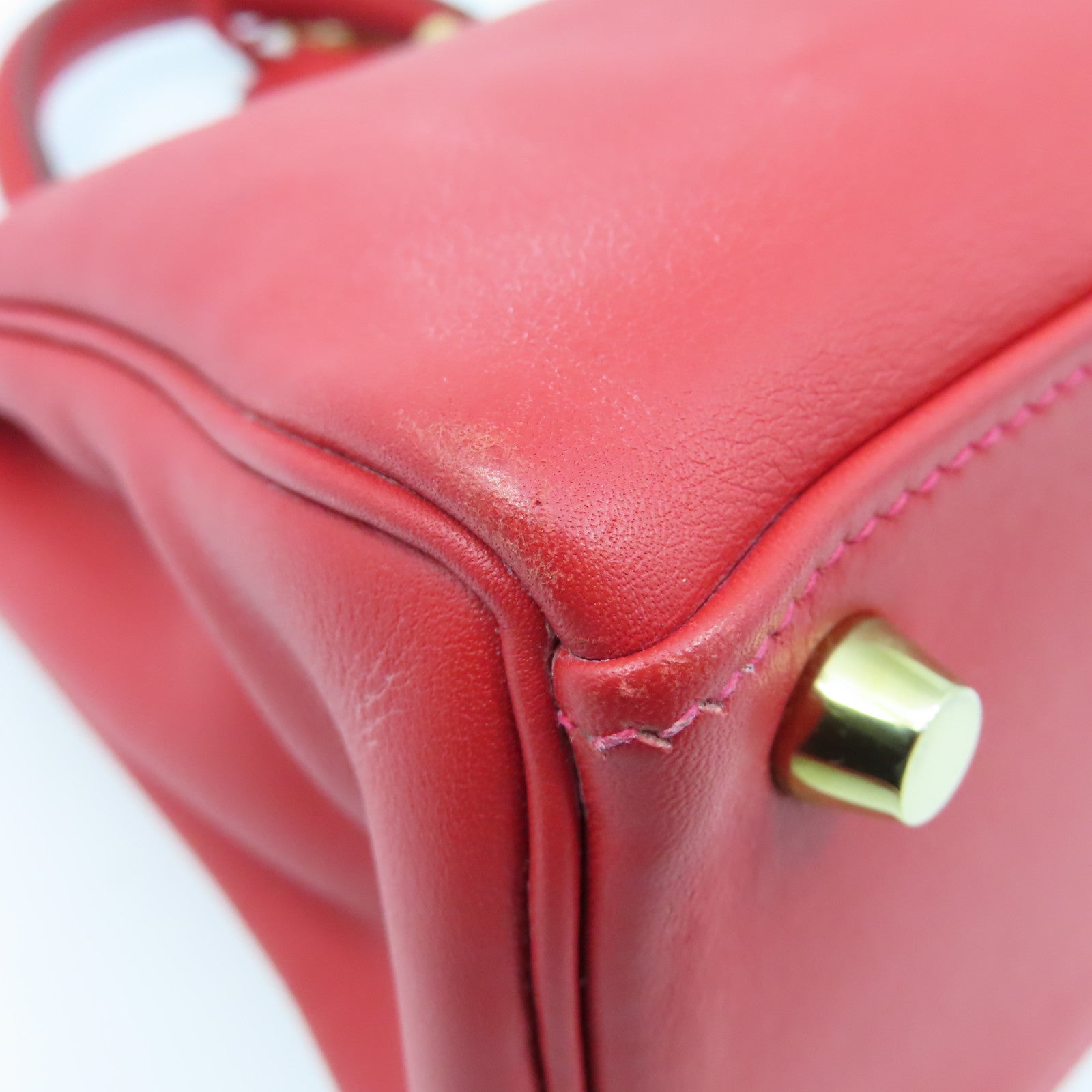 HERMES Swift皮革Kelly 25金扣手挽袋Rouge Vermillon红色