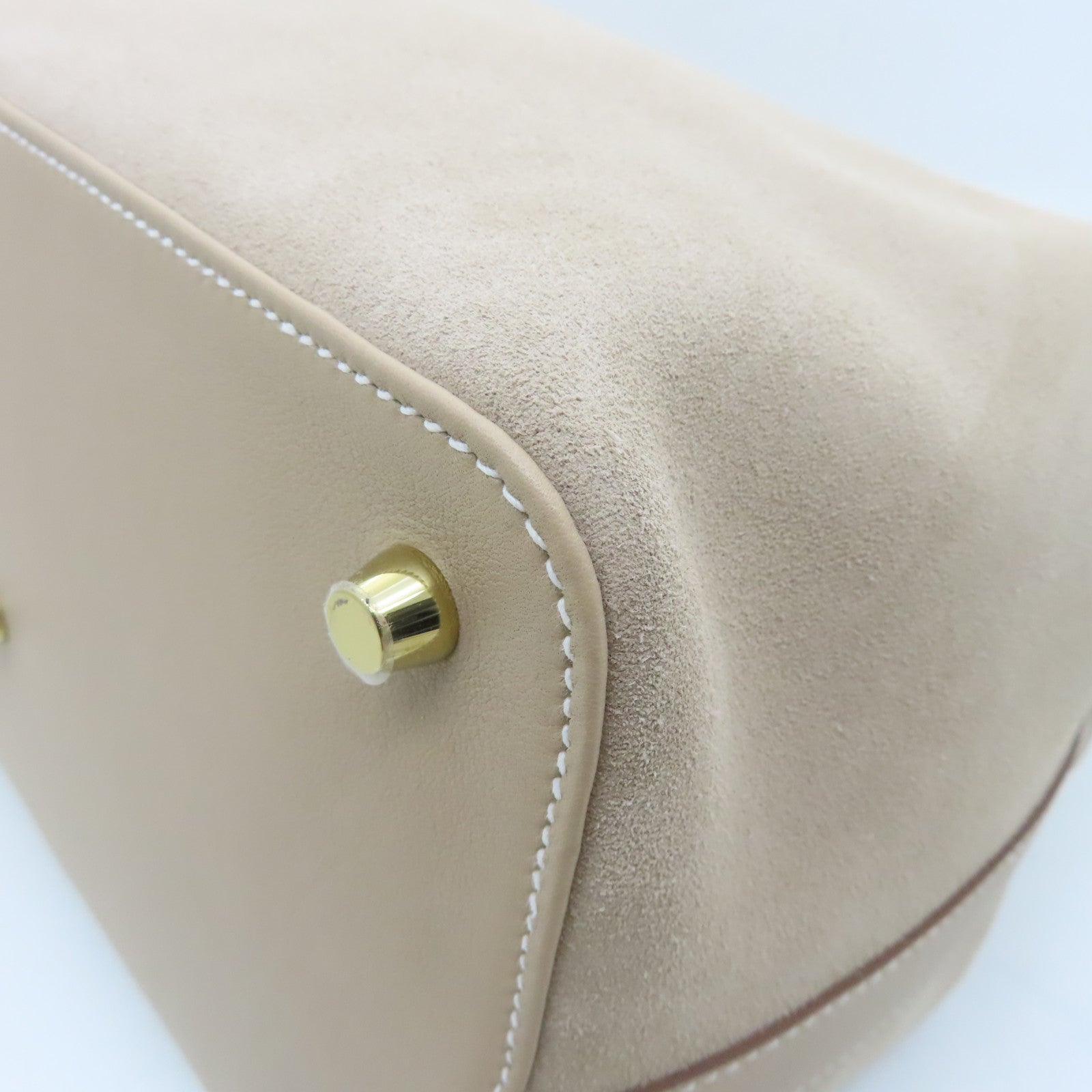 HERMES Swift Leather Toolbox 26 Gold Buckle Handle Shoulder Bag Beige
