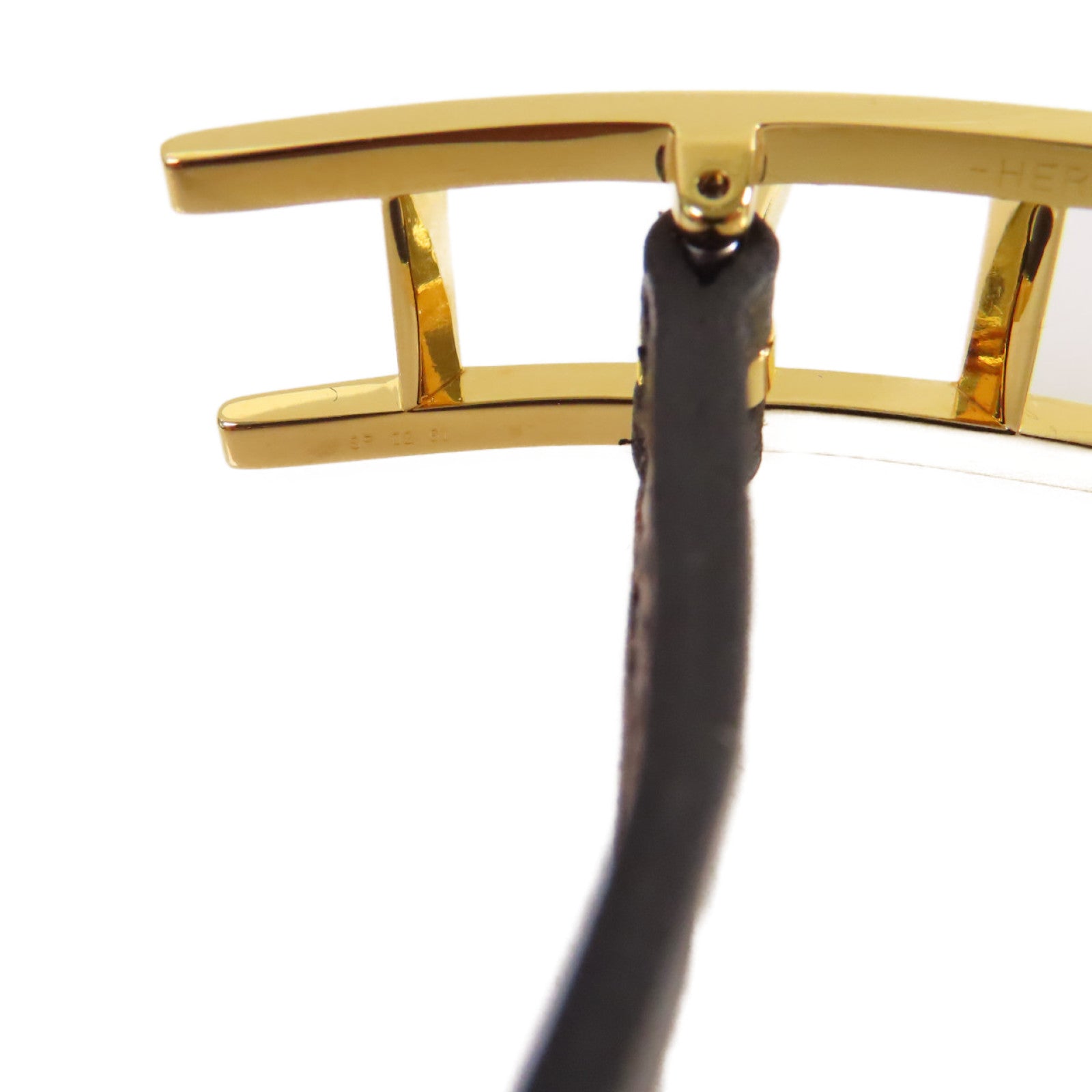 HERMES Swift皮革Behapi Double Tour Bracelet金扣手鏈黑色