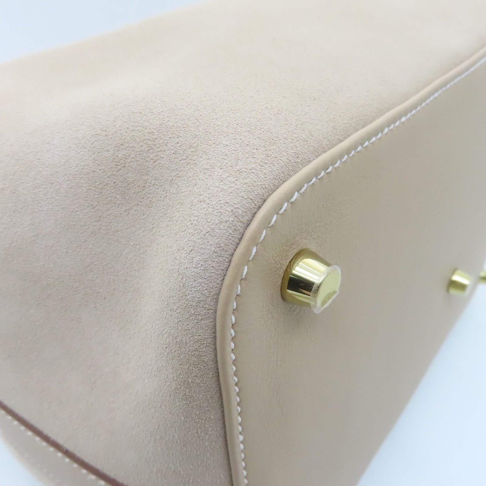 HERMES Swift Leather Toolbox 26 Gold Buckle Handle Shoulder Bag Beige