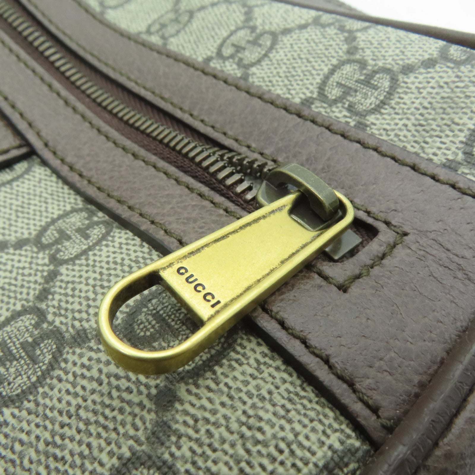 GUCCI Coated Canvas Ophidia GG Small Messenger Gold Buckle Shoulder Bag Brown