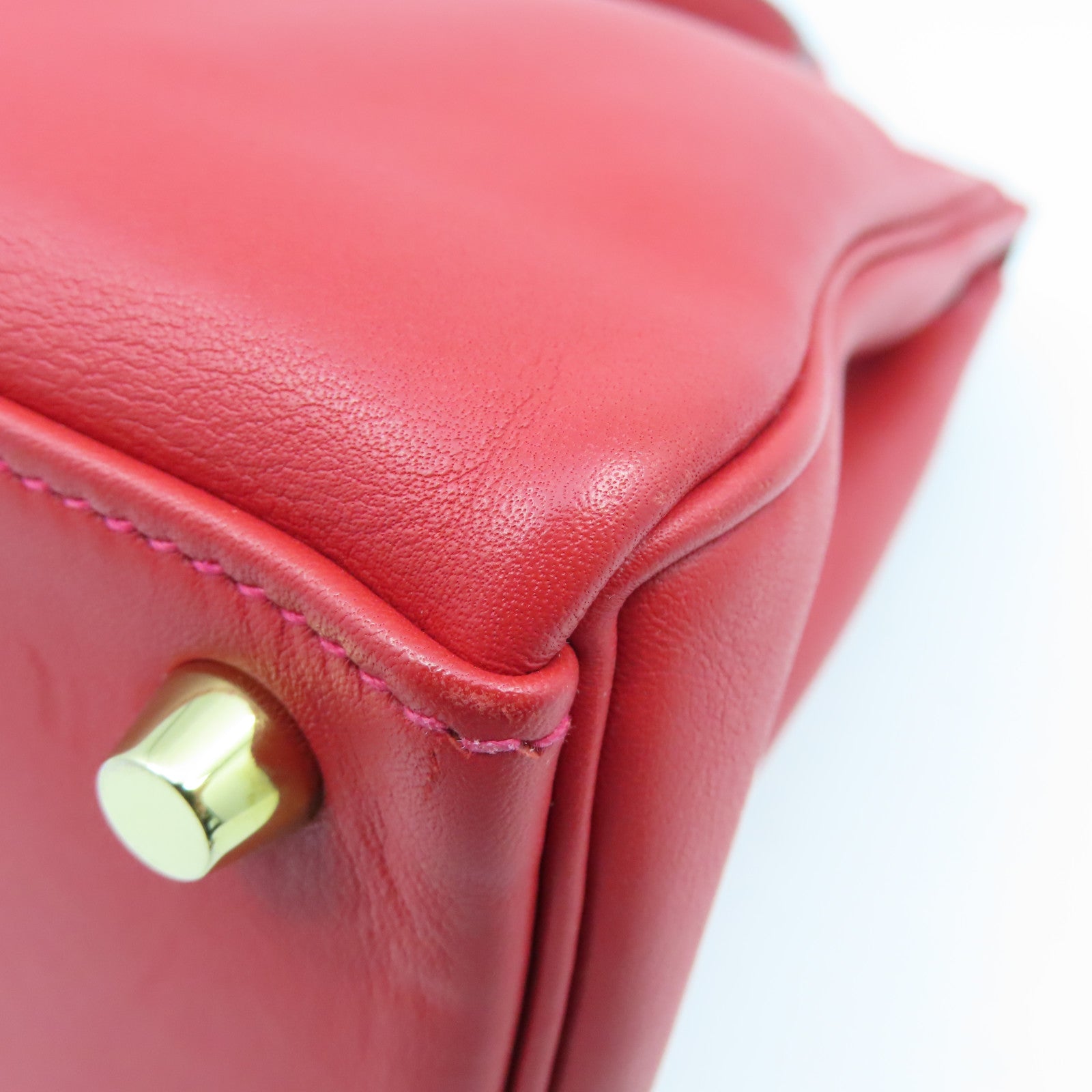 HERMES Swift皮革Kelly 25金扣手挽袋Rouge Vermillon红色