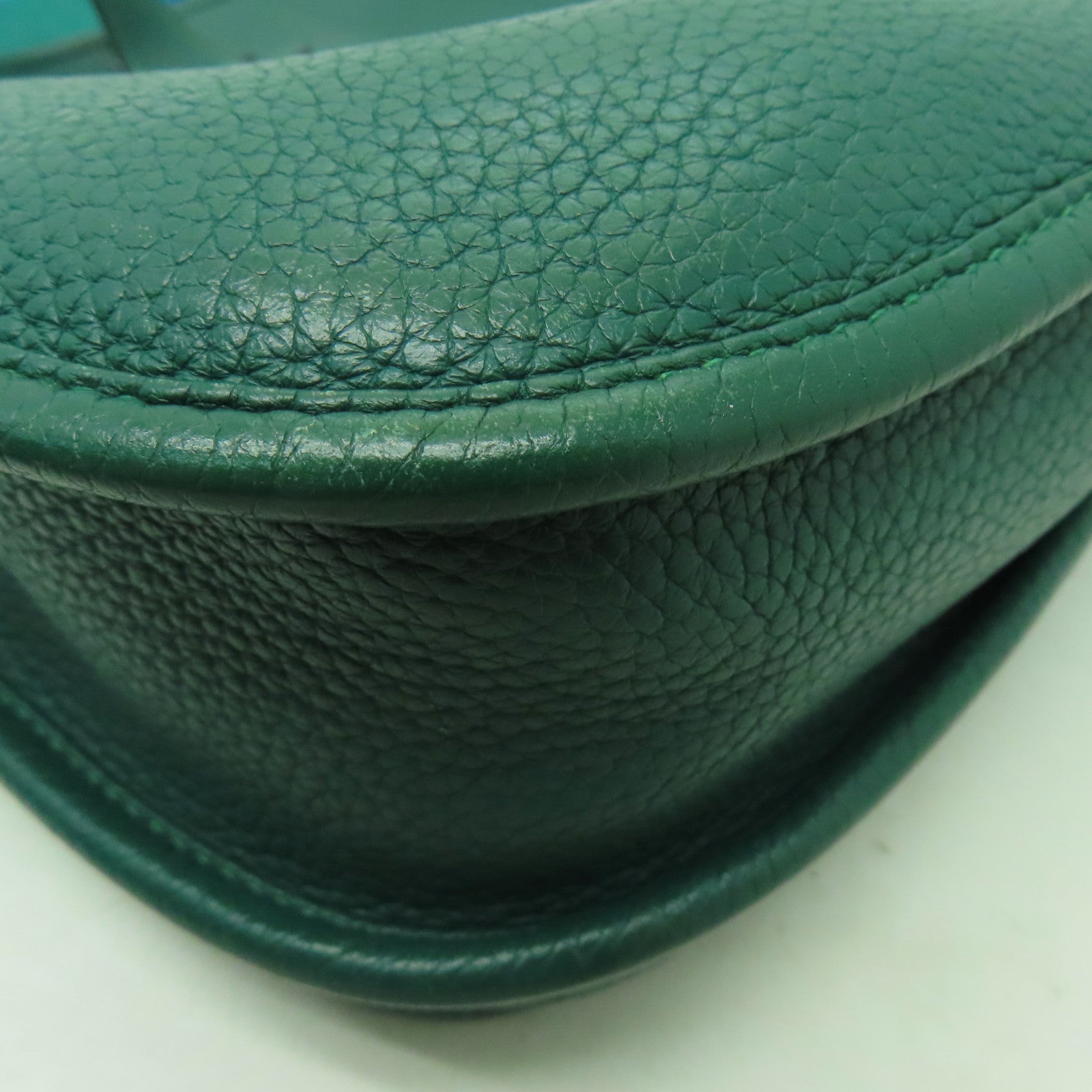 HERMES Clemence皮革Evelyne PM銀扣肩背袋Malachite綠色