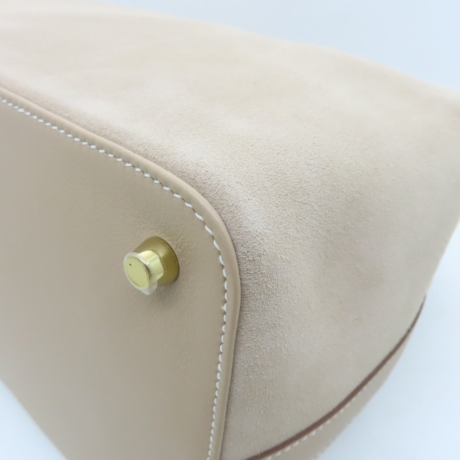 HERMES Swift Leather Toolbox 26 Gold Buckle Handle Shoulder Bag Beige