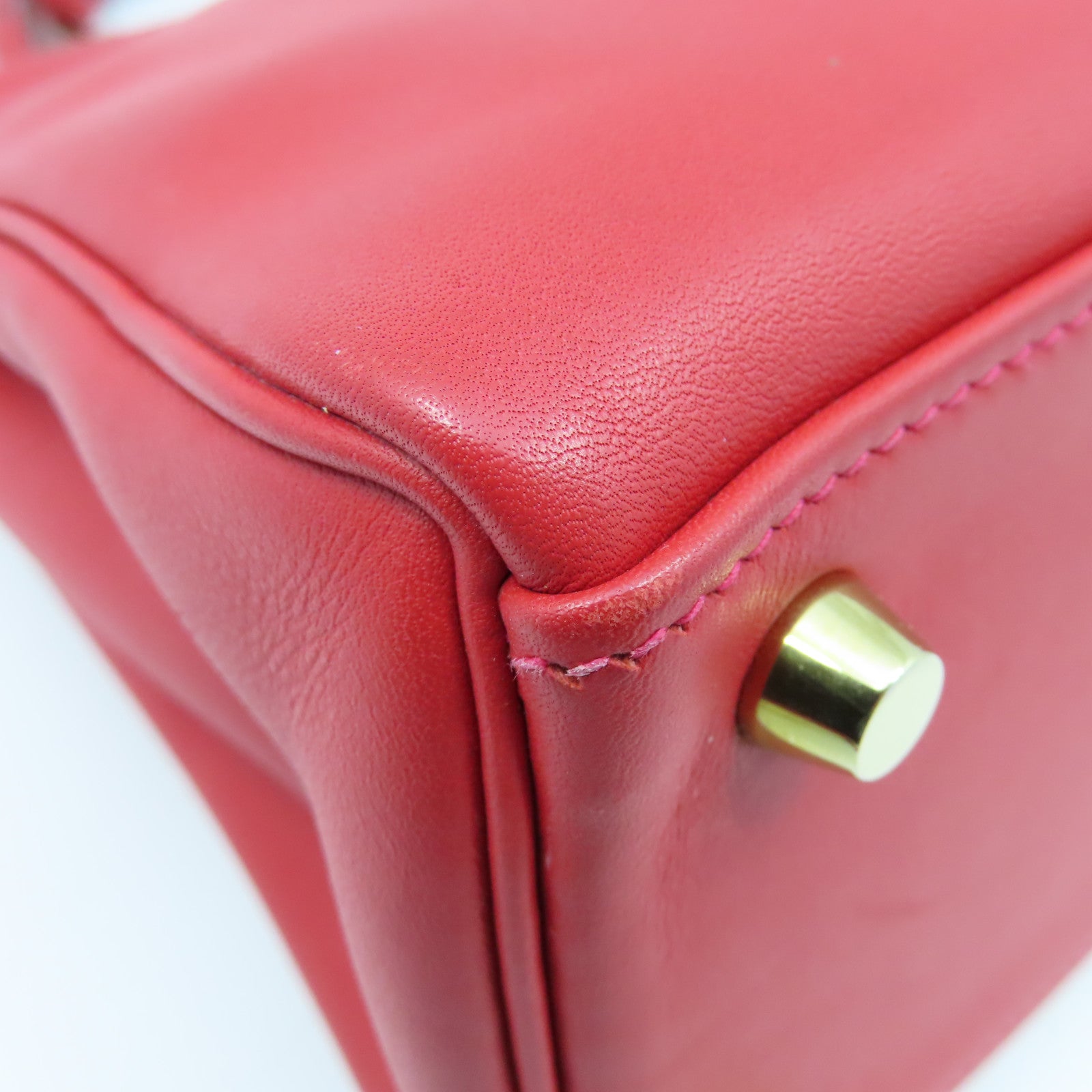 HERMES Swift皮革Kelly 25金扣手挽袋Rouge Vermillon红色