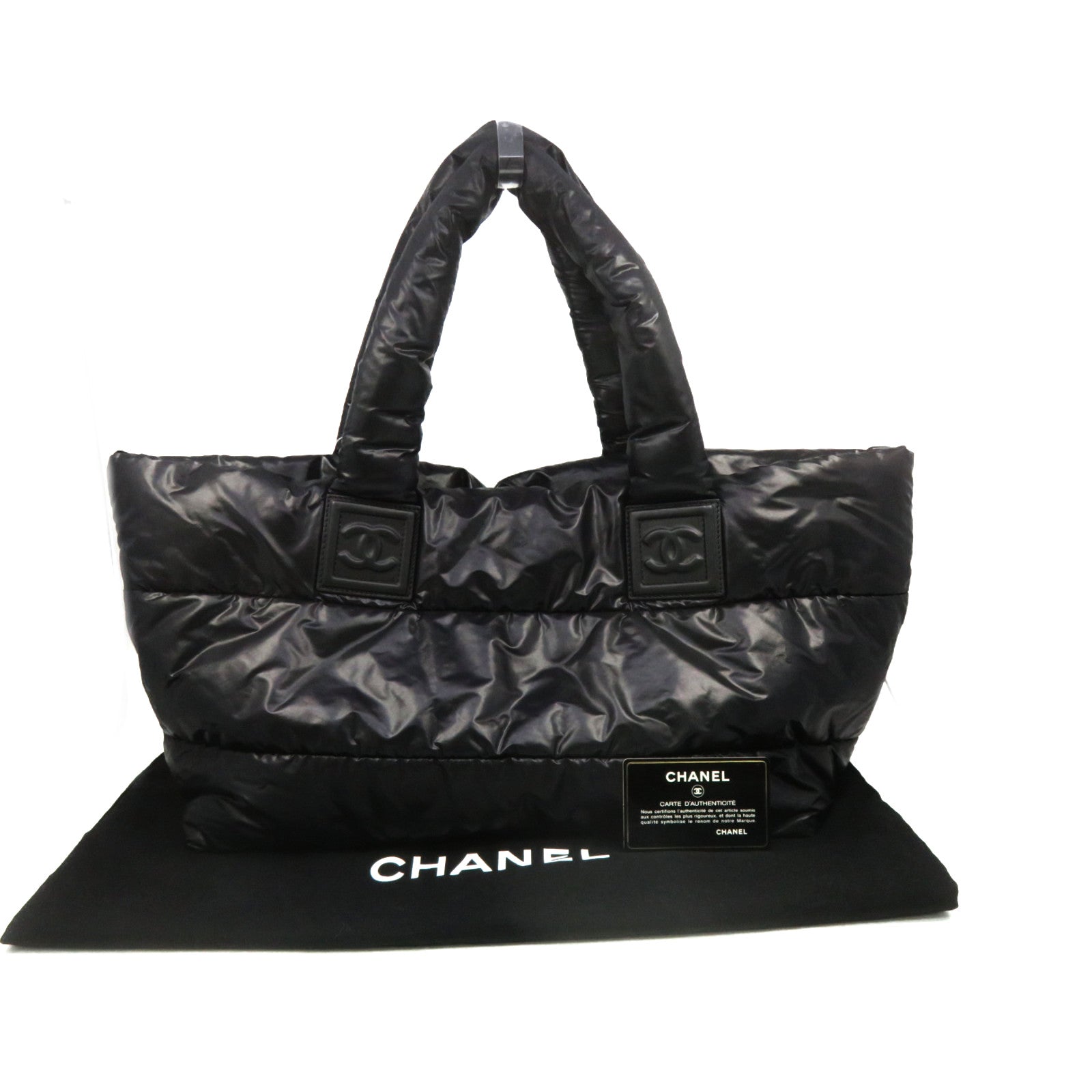 CHANEL nylon Coco Cocoon Tote Bag handle bag black