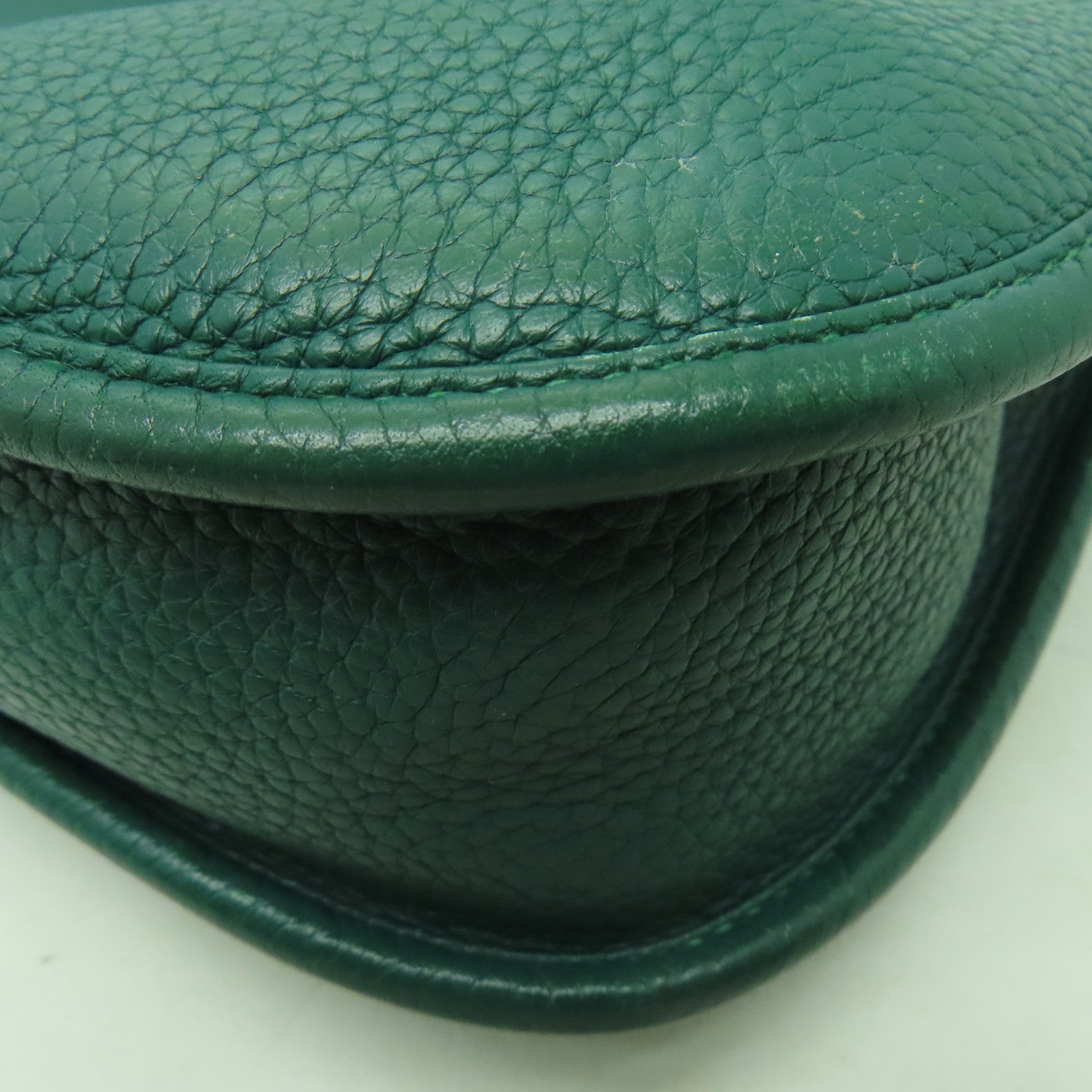 HERMES Clemence皮革Evelyne PM銀扣肩背袋Malachite綠色