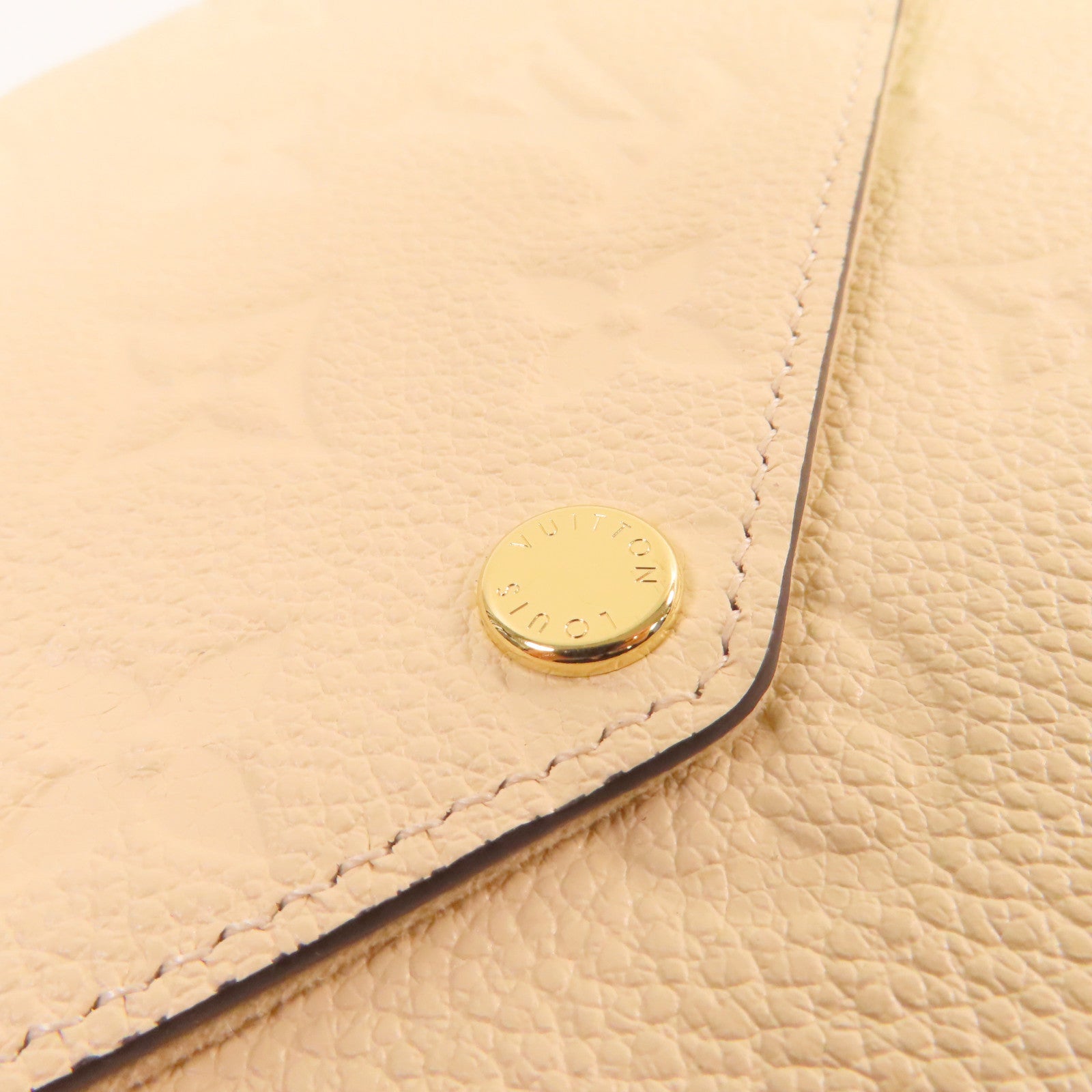LOUIS VUITTON Monogram Empreinte Felicie Pochette Chain Shoulder Bag金扣鏈帶肩背袋米白色