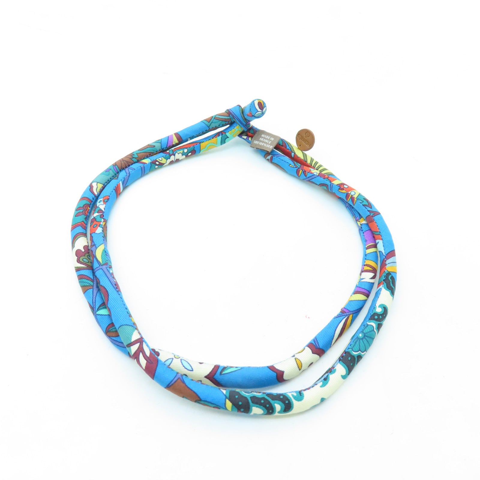 HERMES Silk Bride Silk Necklace Blue