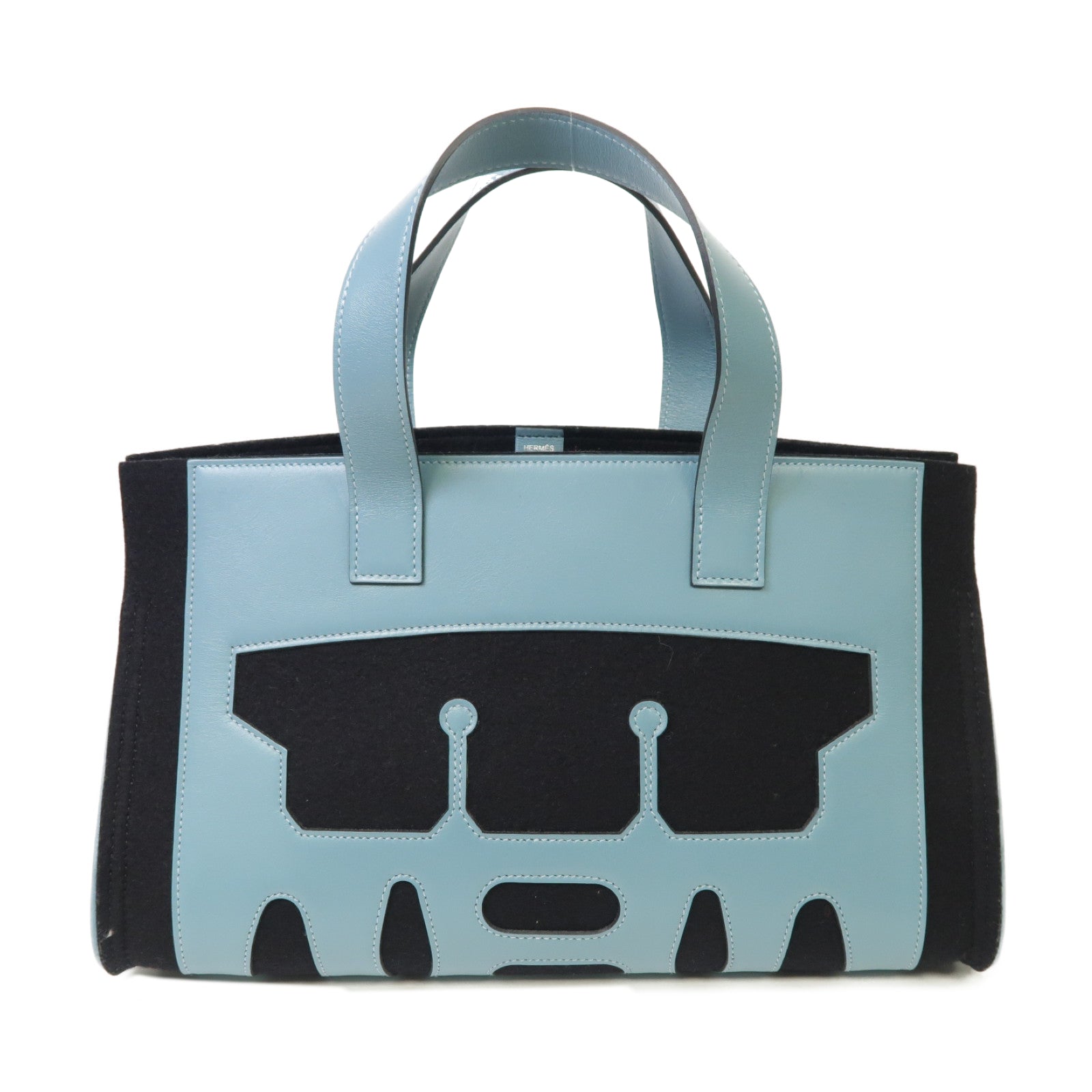 HERMES 皮革Petit H Tote Bag手挽袋藍色/黒色