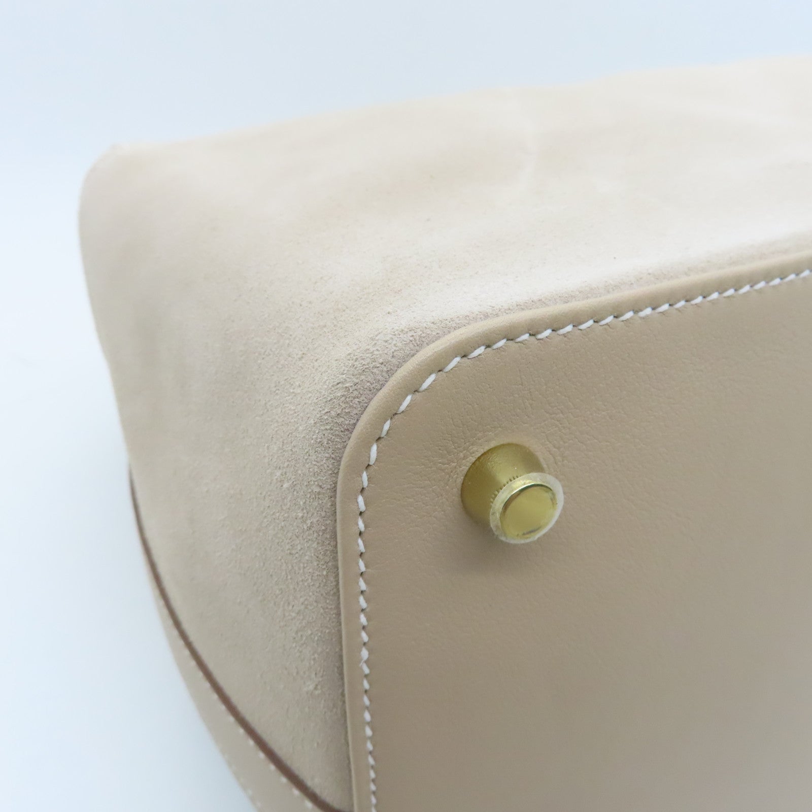 HERMES Swift Leather Toolbox 26 Gold Buckle Handle Shoulder Bag Beige