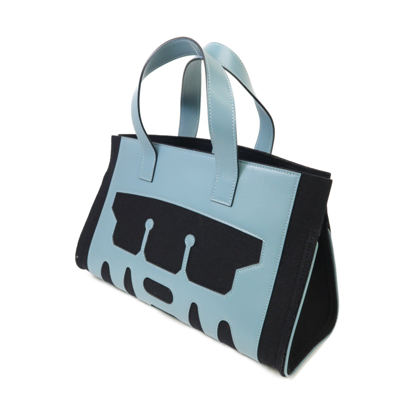 HERMES 皮革Petit H Tote Bag手挽袋藍色/黒色