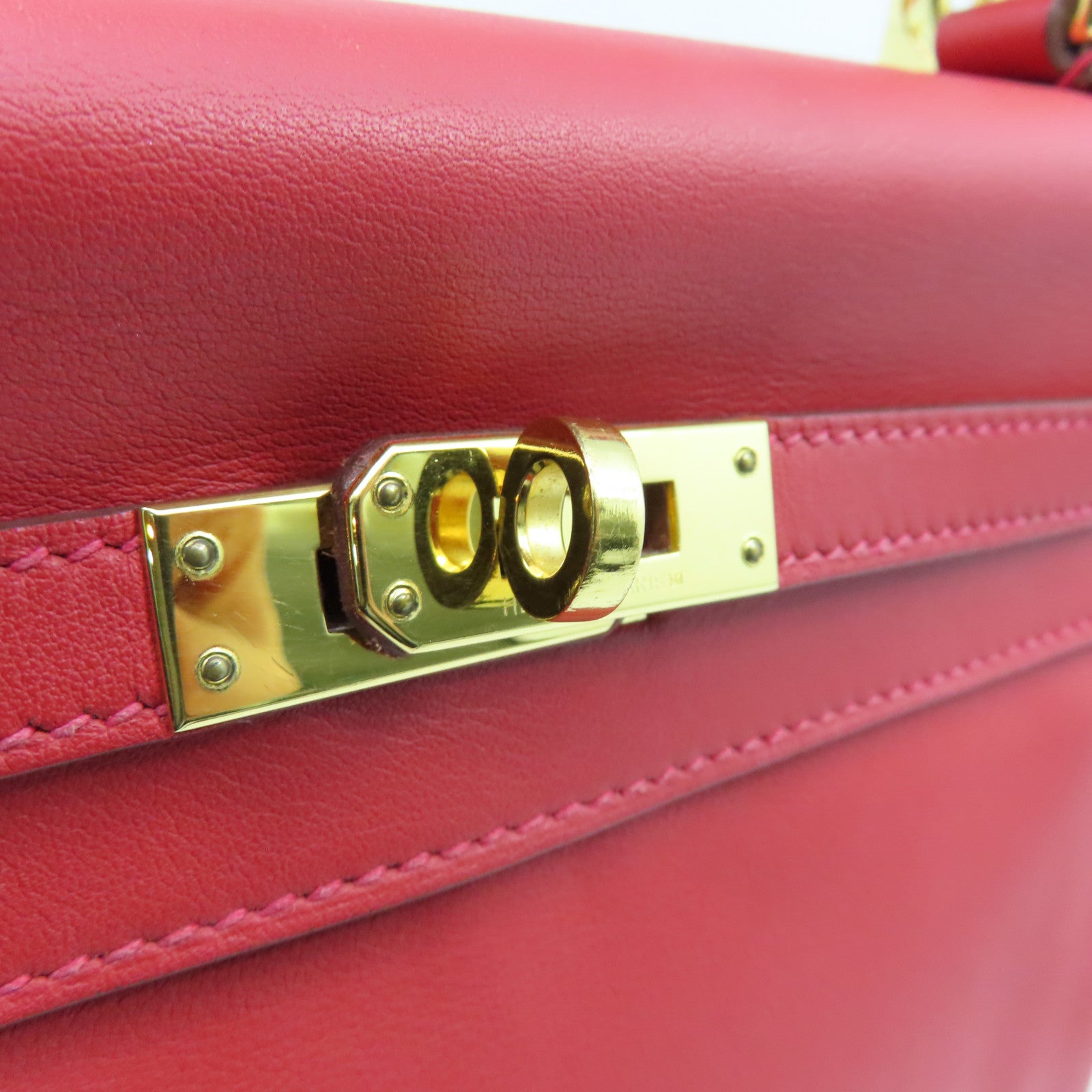 HERMES Swift皮革Kelly 25金扣手挽袋Rouge Vermillon红色