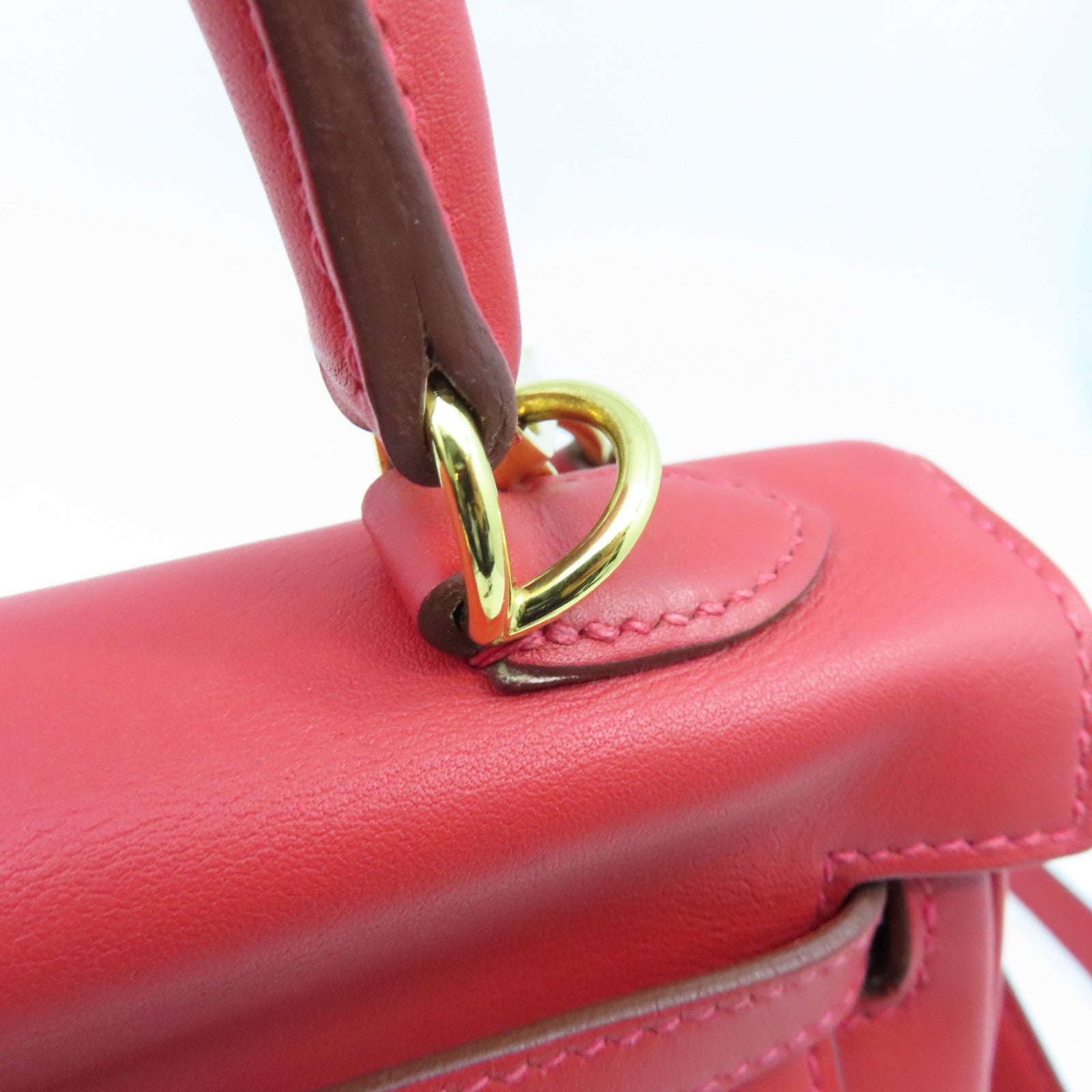 HERMES Swift皮革Kelly 25金扣手挽袋Rouge Vermillon红色